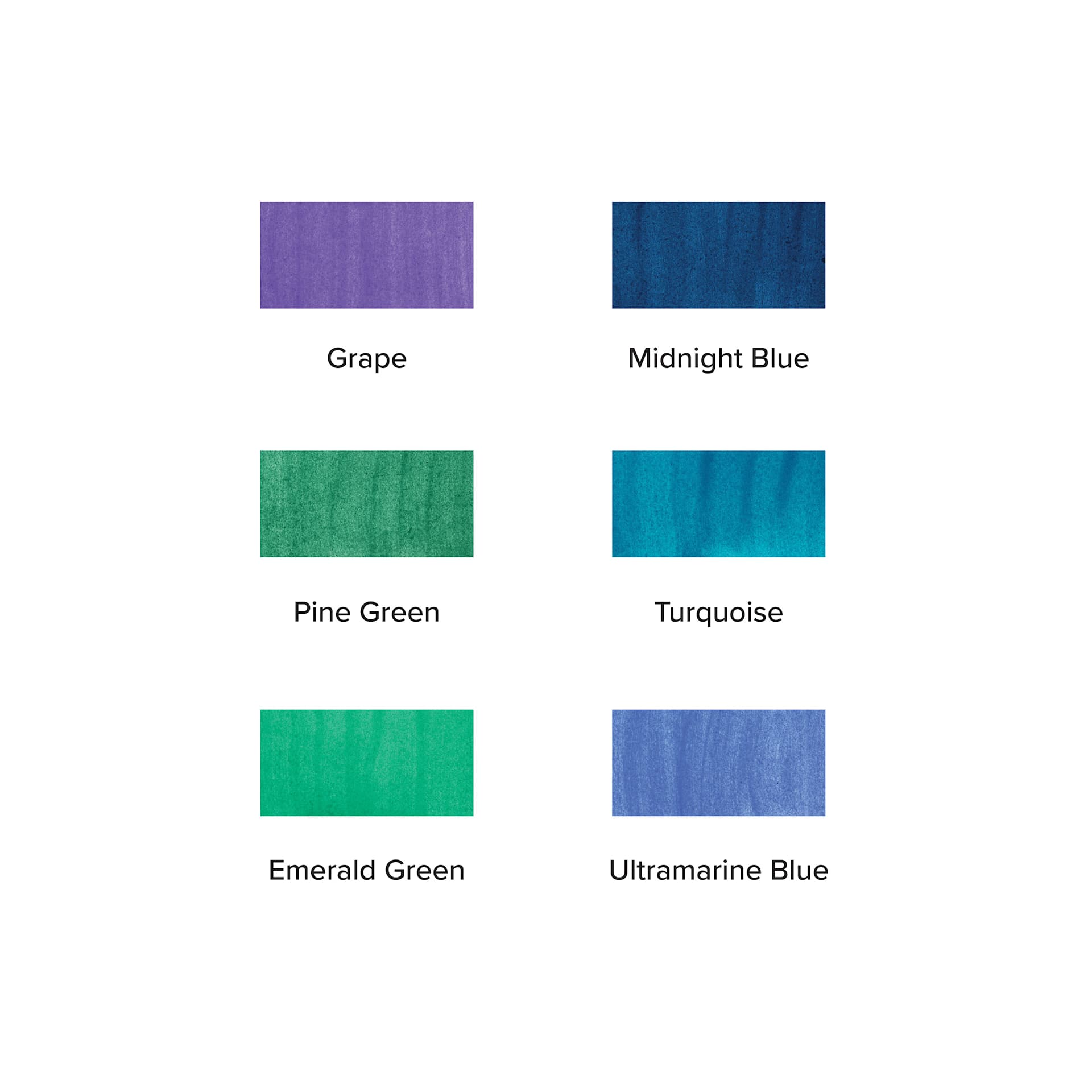 Blick Essentials Tempera Cakes - Set of 6, Large, Cool Colors, swatches
