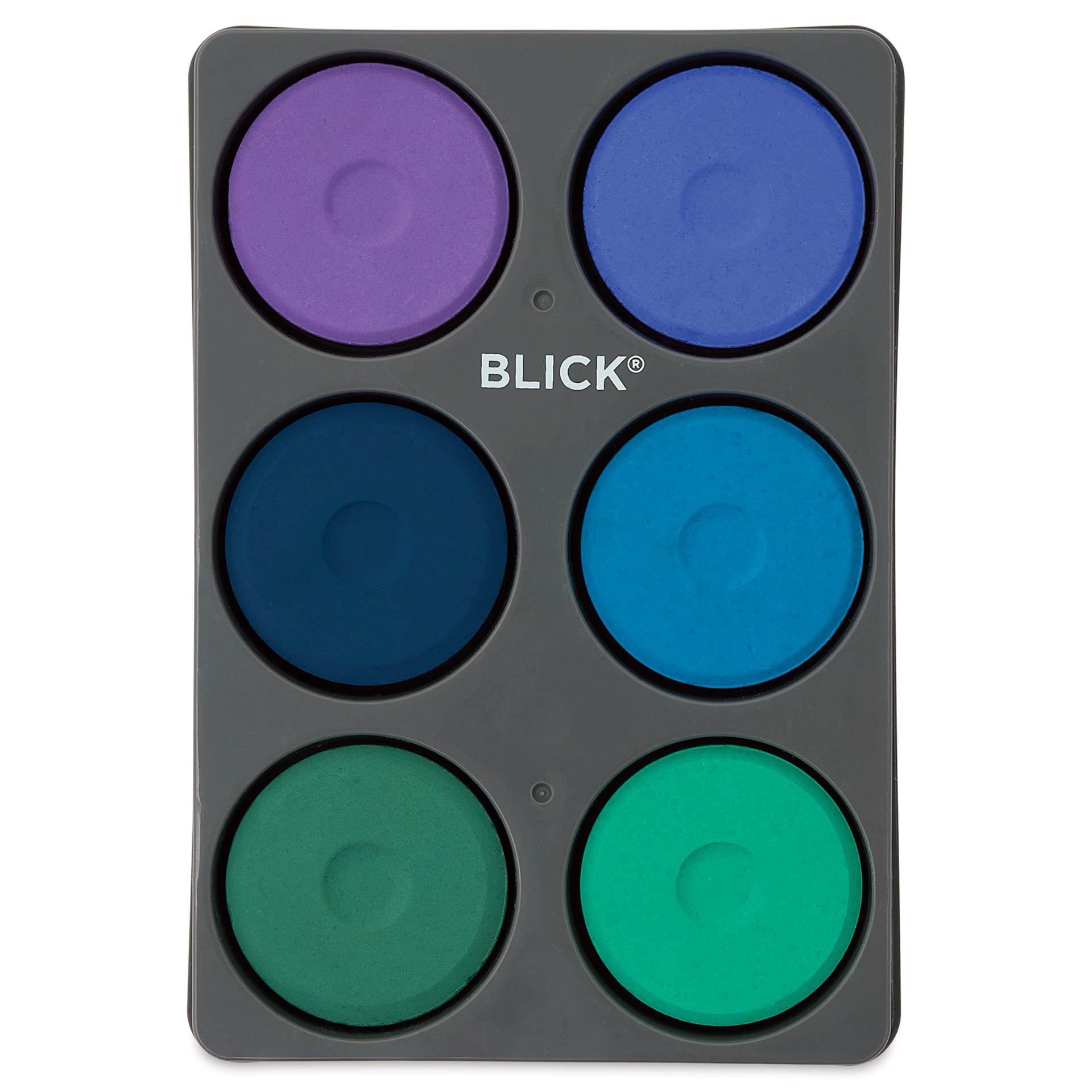 Blick Essentials Tempera Cakes - Set of 6 with Tray, Large, Cool Colors
