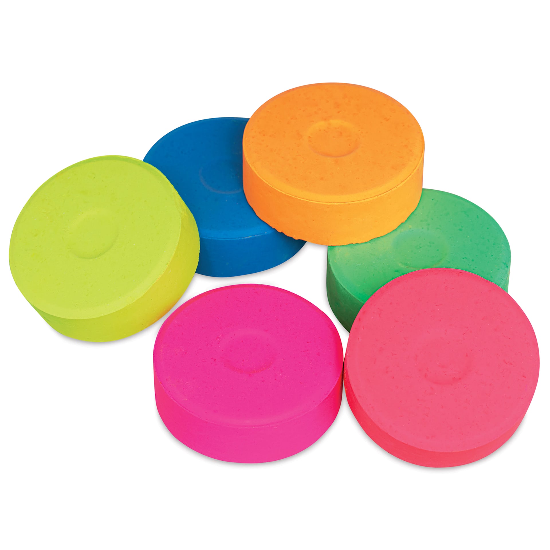 Blick Essentials Tempera Cakes - Set of 6, Large, Fluorescent Colors, out of packaging