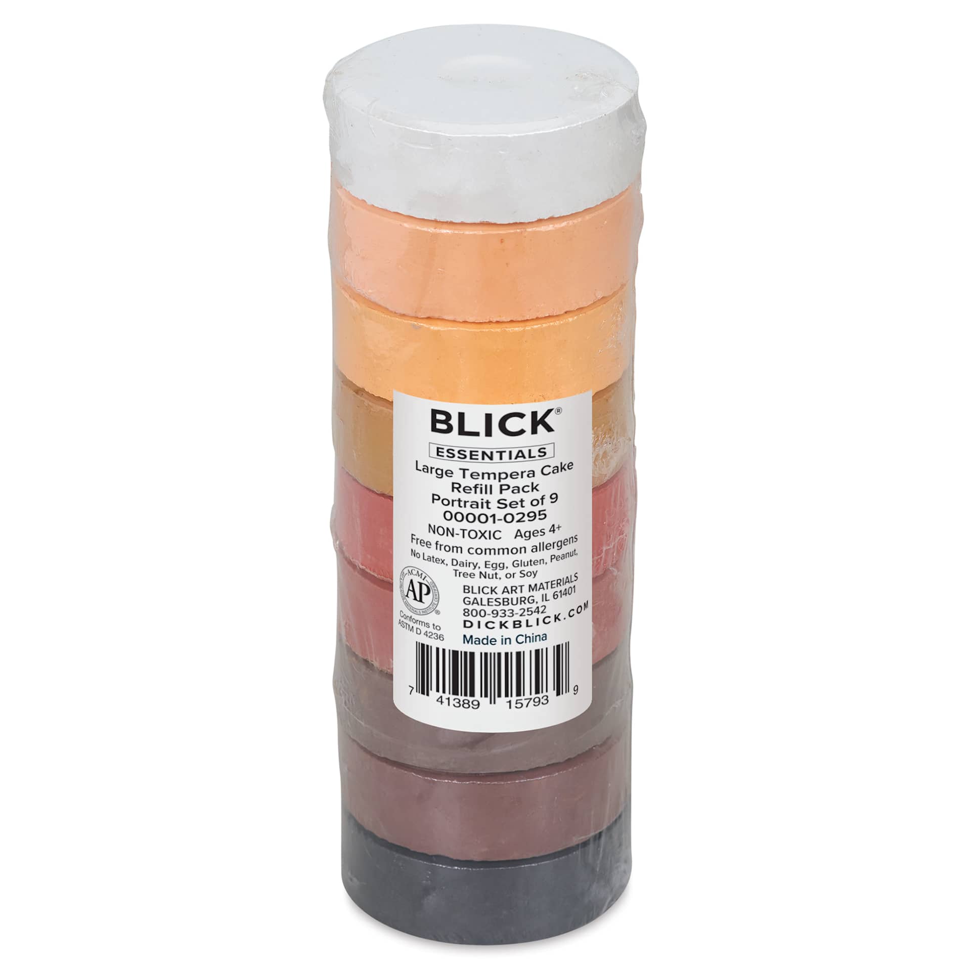 Blick Essentials Tempera Cakes - Set of 9, Large, Portrait Colors, packaging