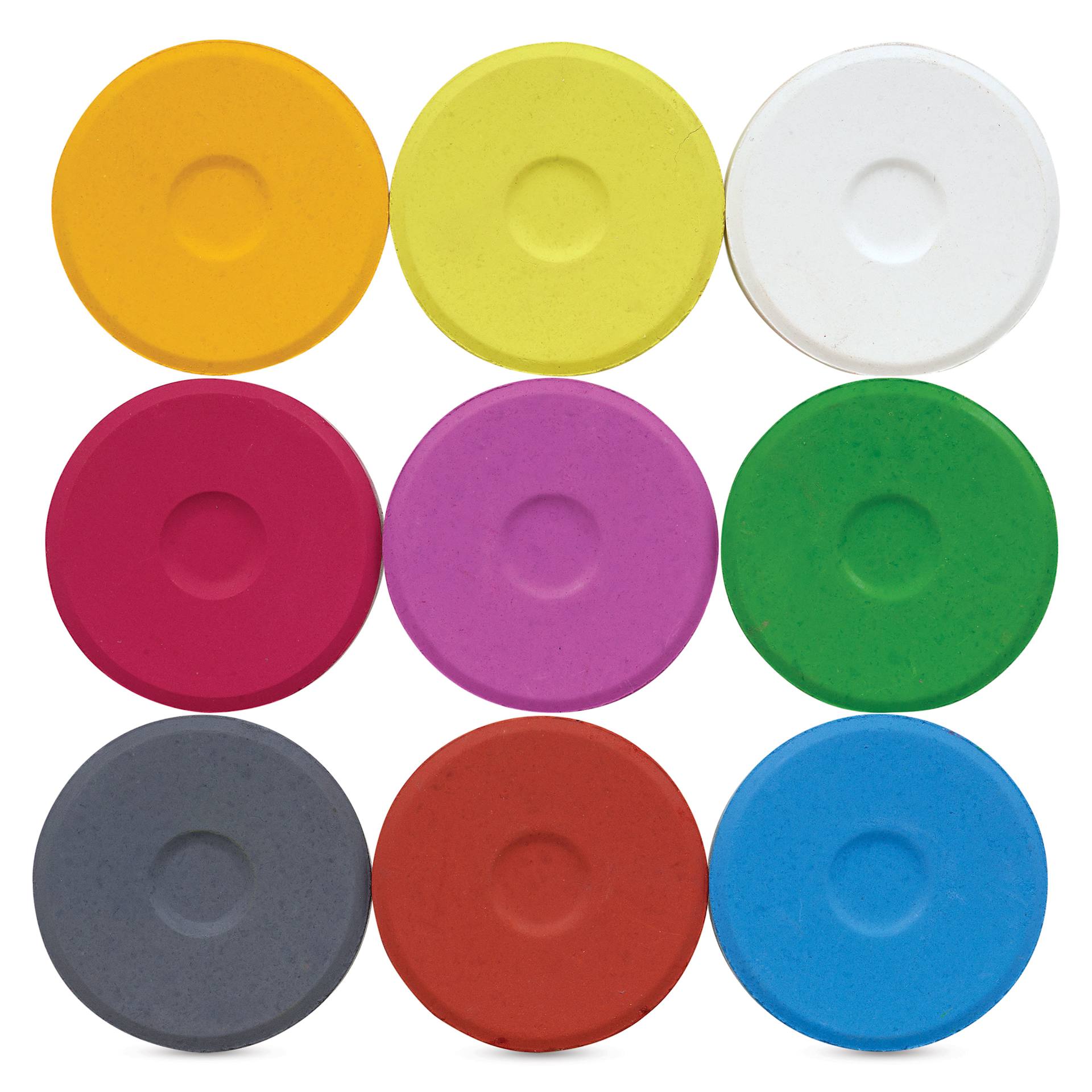 Blick Essentials Tempera Cakes - Set of 9, Large, Secondary Colors, out of packaging side by side