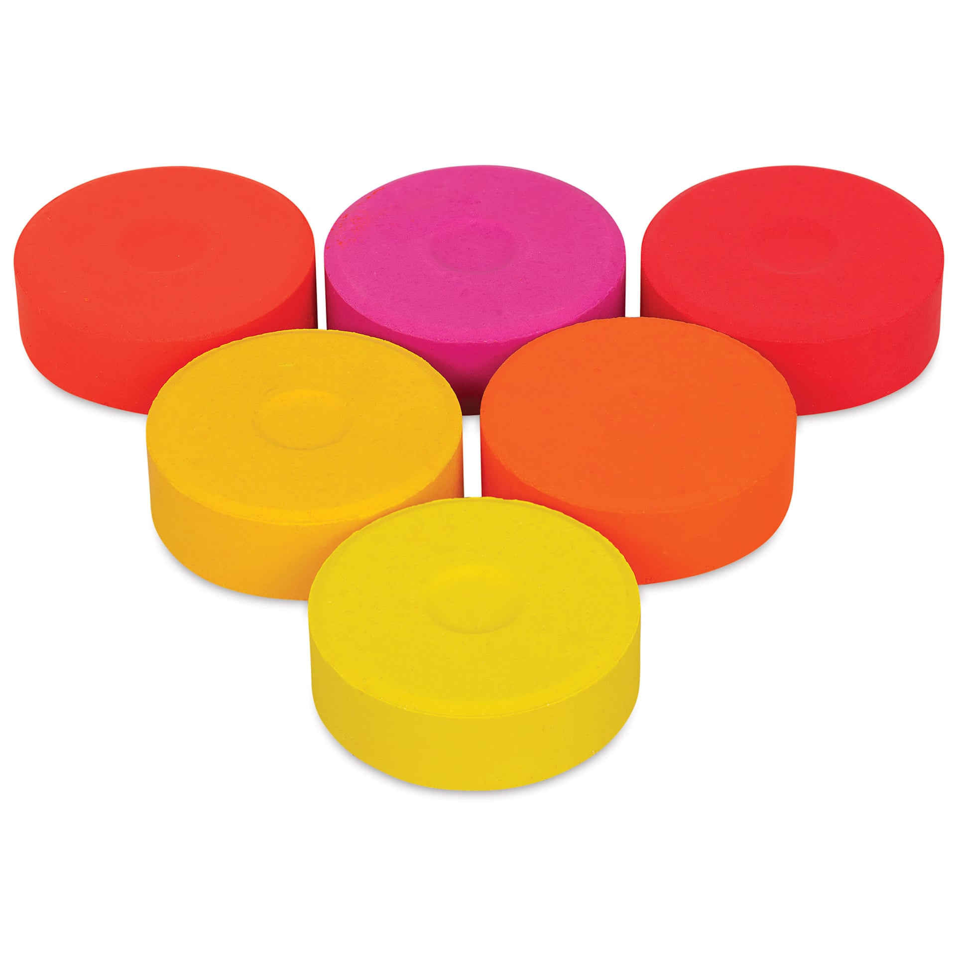 Blick Essentials Tempera Cakes - Set of 6, Large, Warm Colors, out of packaging