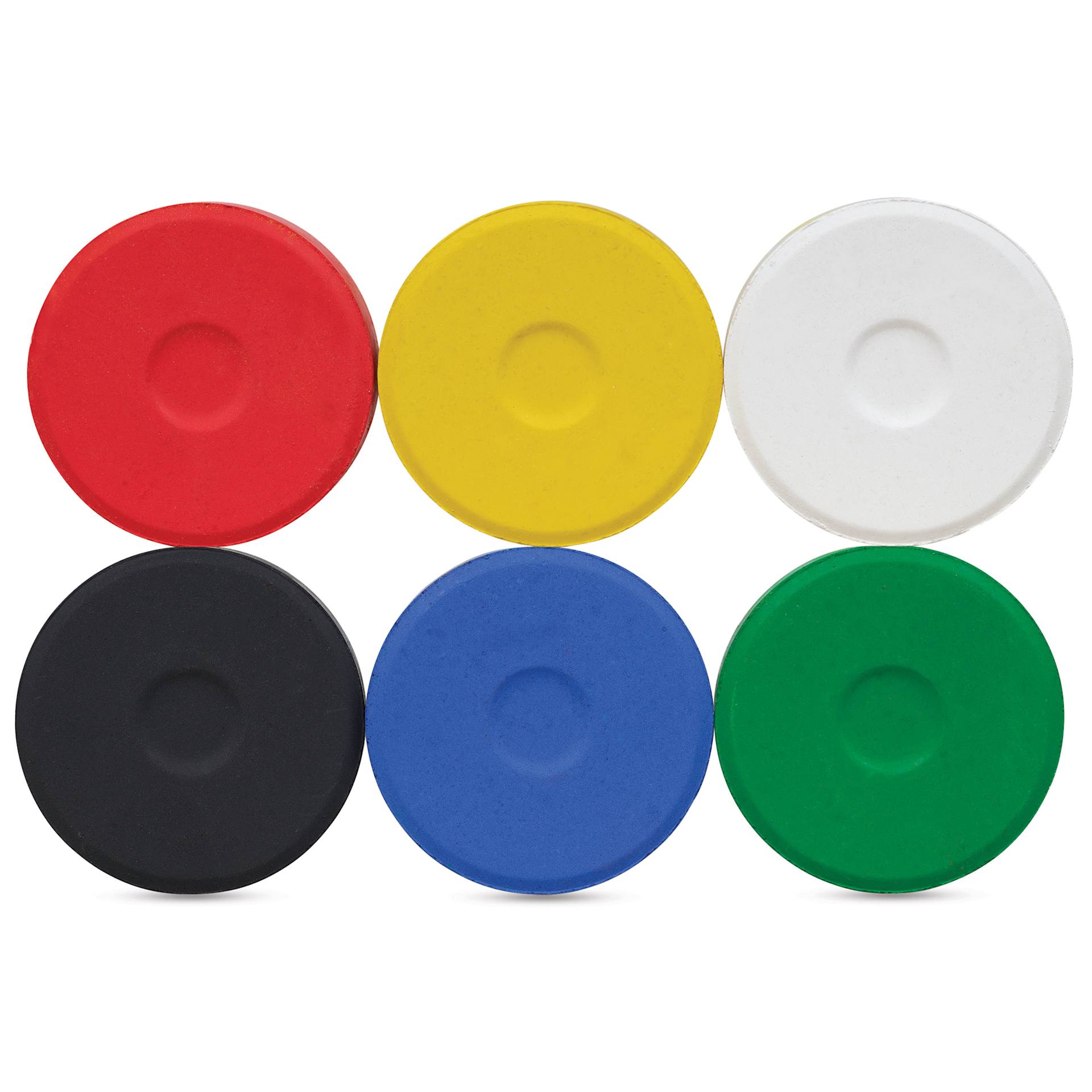 Blick Essentials Tempera Cakes - Set of 6, Large, Primary Colors, out of packaging side by side