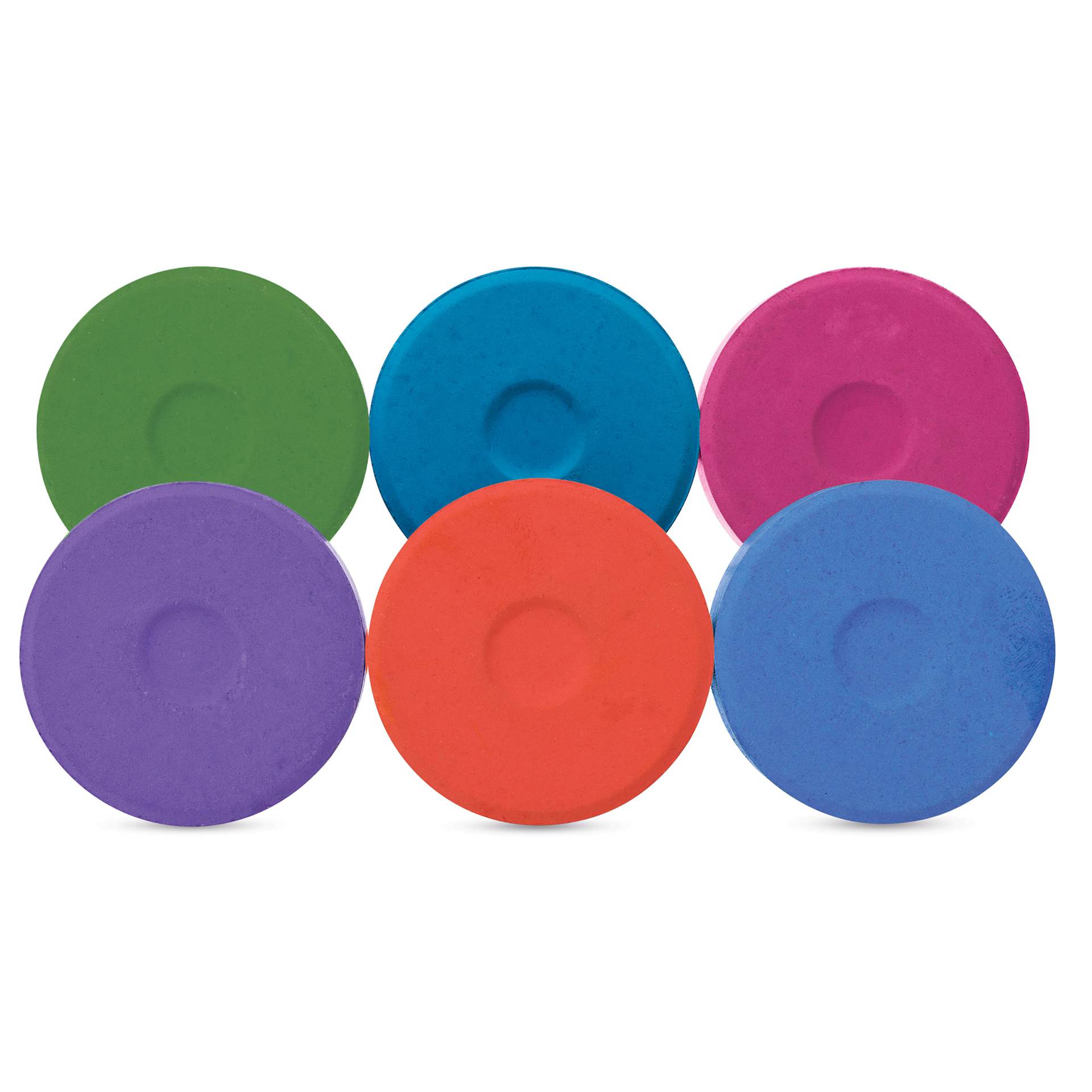 Blick Essentials Tempera Cakes - Set of 6 with Tray, Large, Secondary Colors, out of packaging side by side