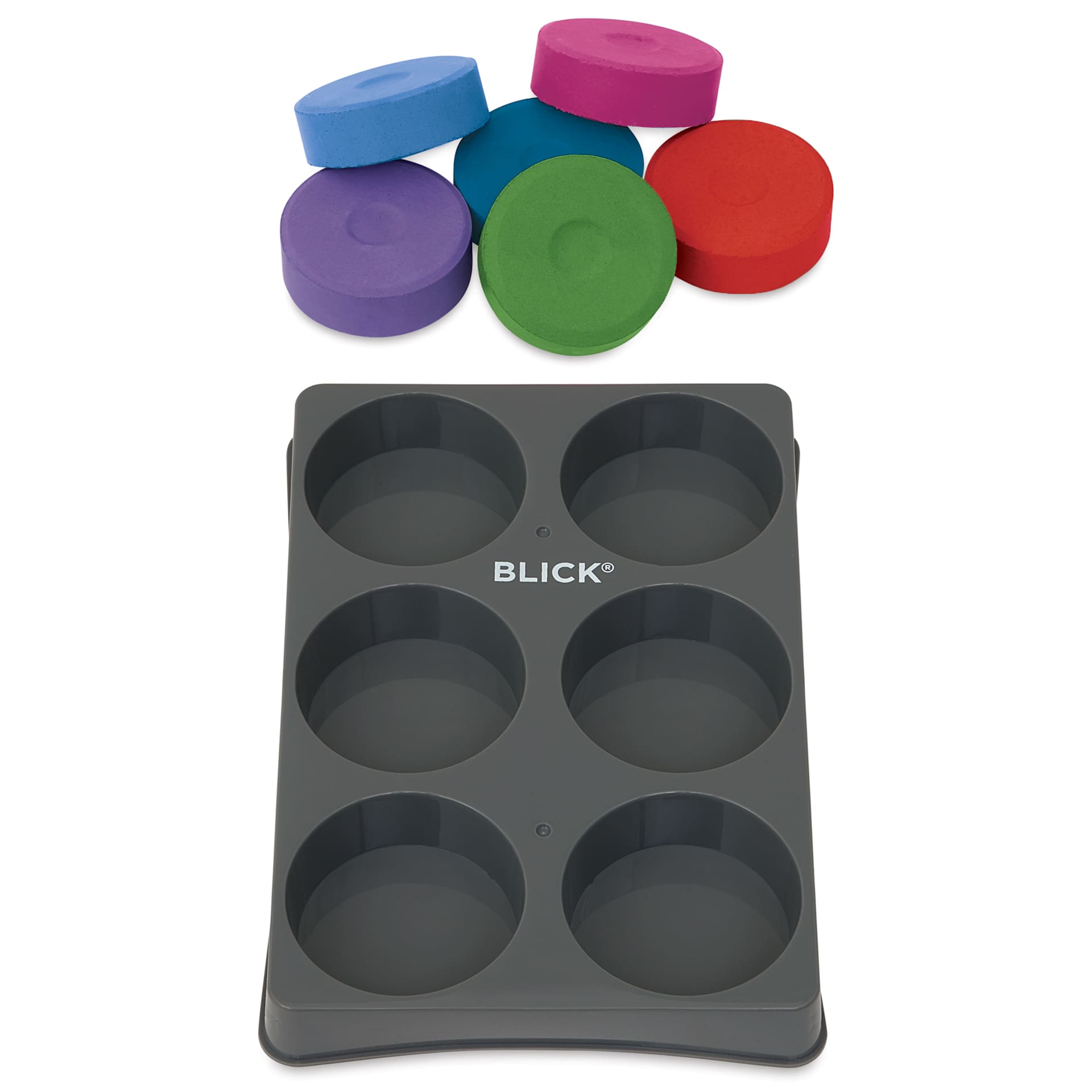 Blick Essentials Tempera Cakes - Set of 6 with Tray, Large, Secondary Colors, out of tray