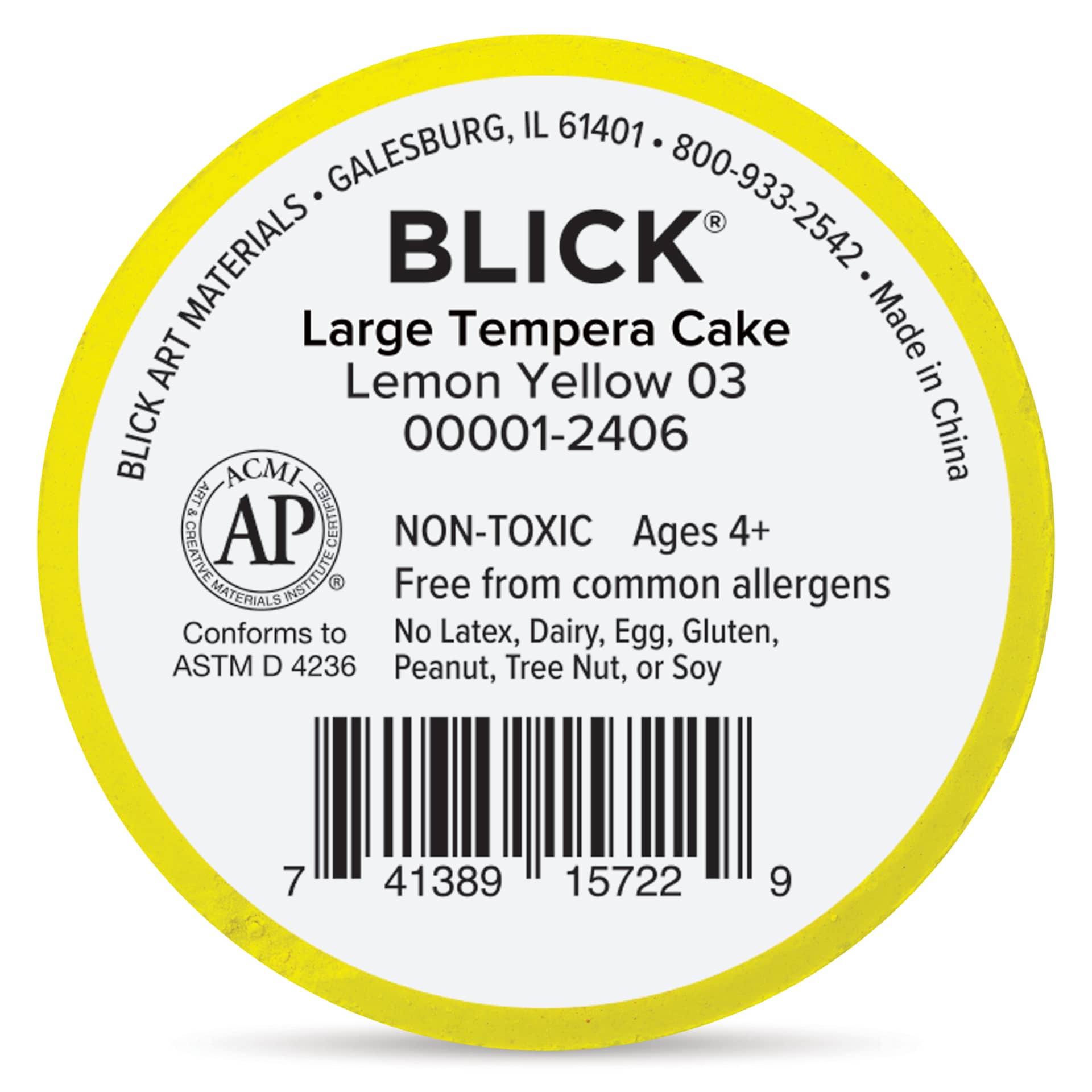 Back of the Large Lemon Yellow Blick Essentials Tempera Cake