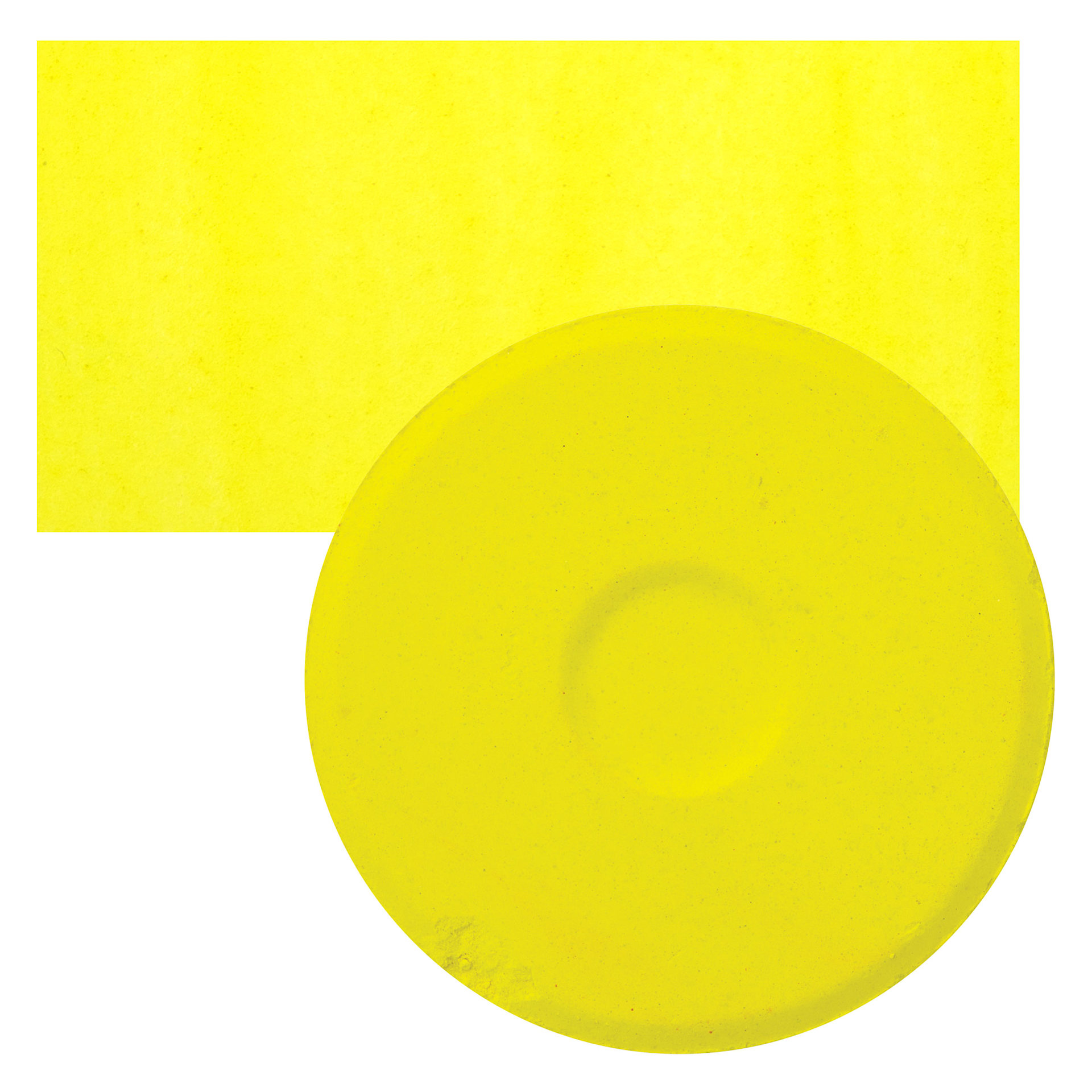 Blick Essentials Tempera Cake - Lemon Yellow, Large cake and swatch
