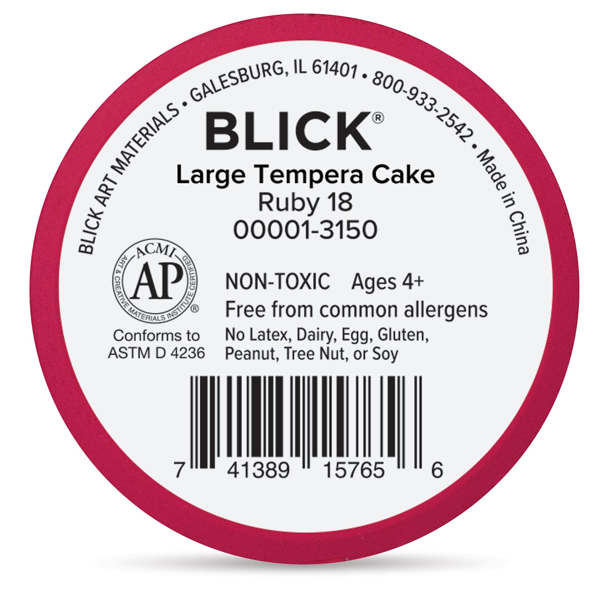 Back of the Ruby Large Blick Essentials Tempera Cake