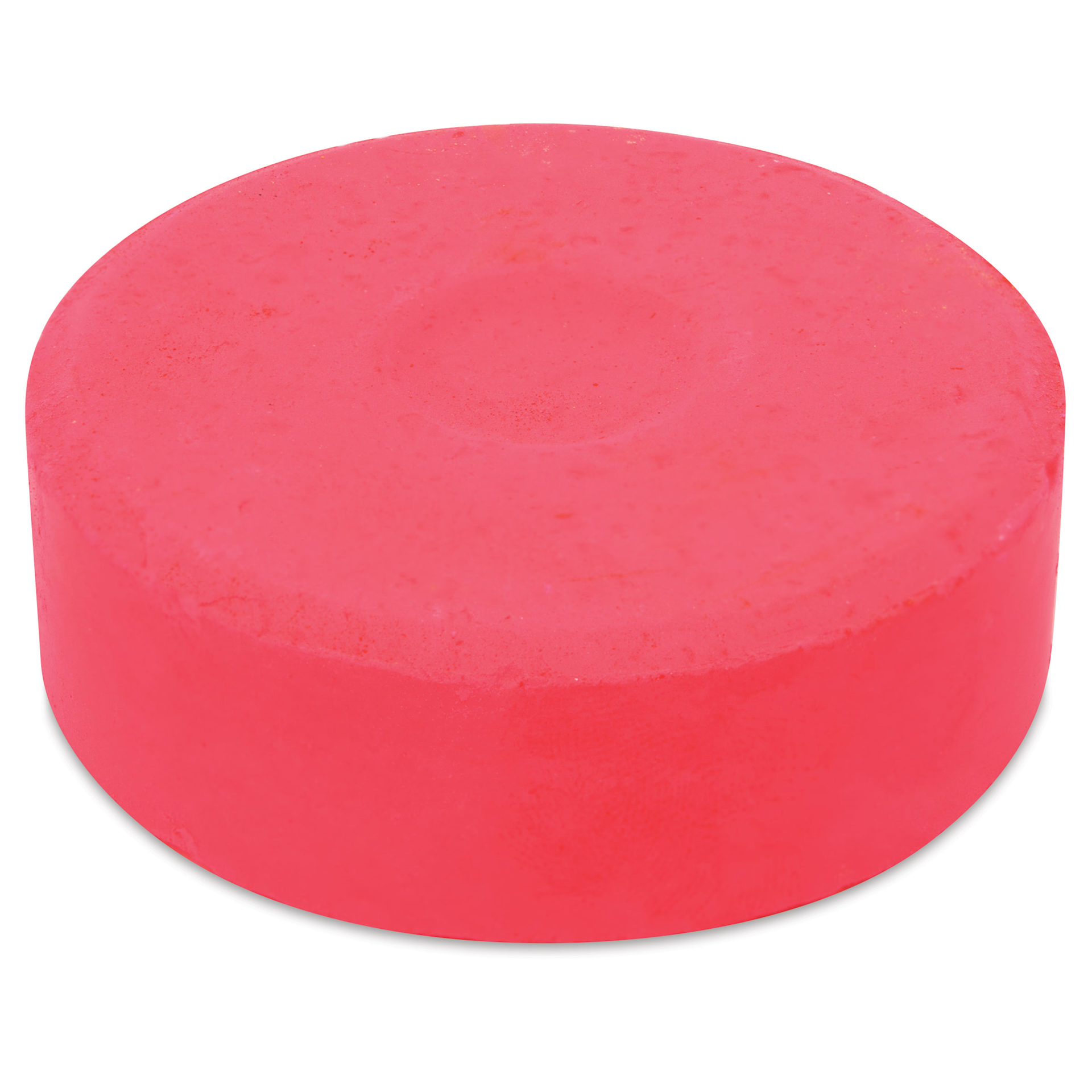Side view of the Fluorescent Red Large Blick Essentials Tempera Cake