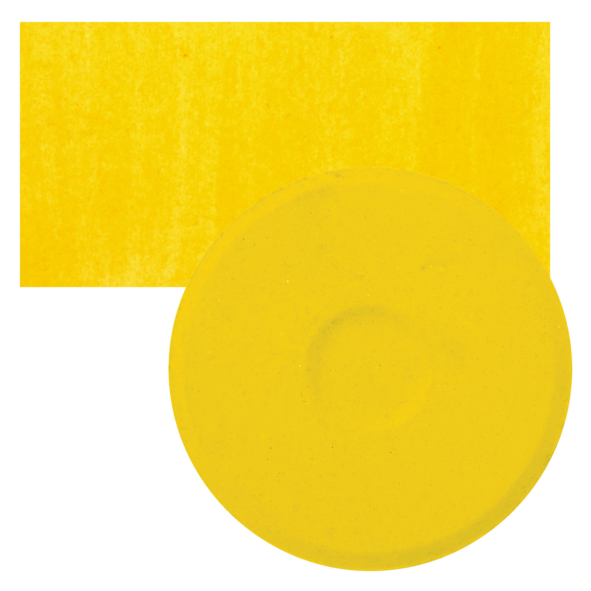Blick Essentials Tempera Cake - Gamboge Yellow Hue, Large cake and swatch