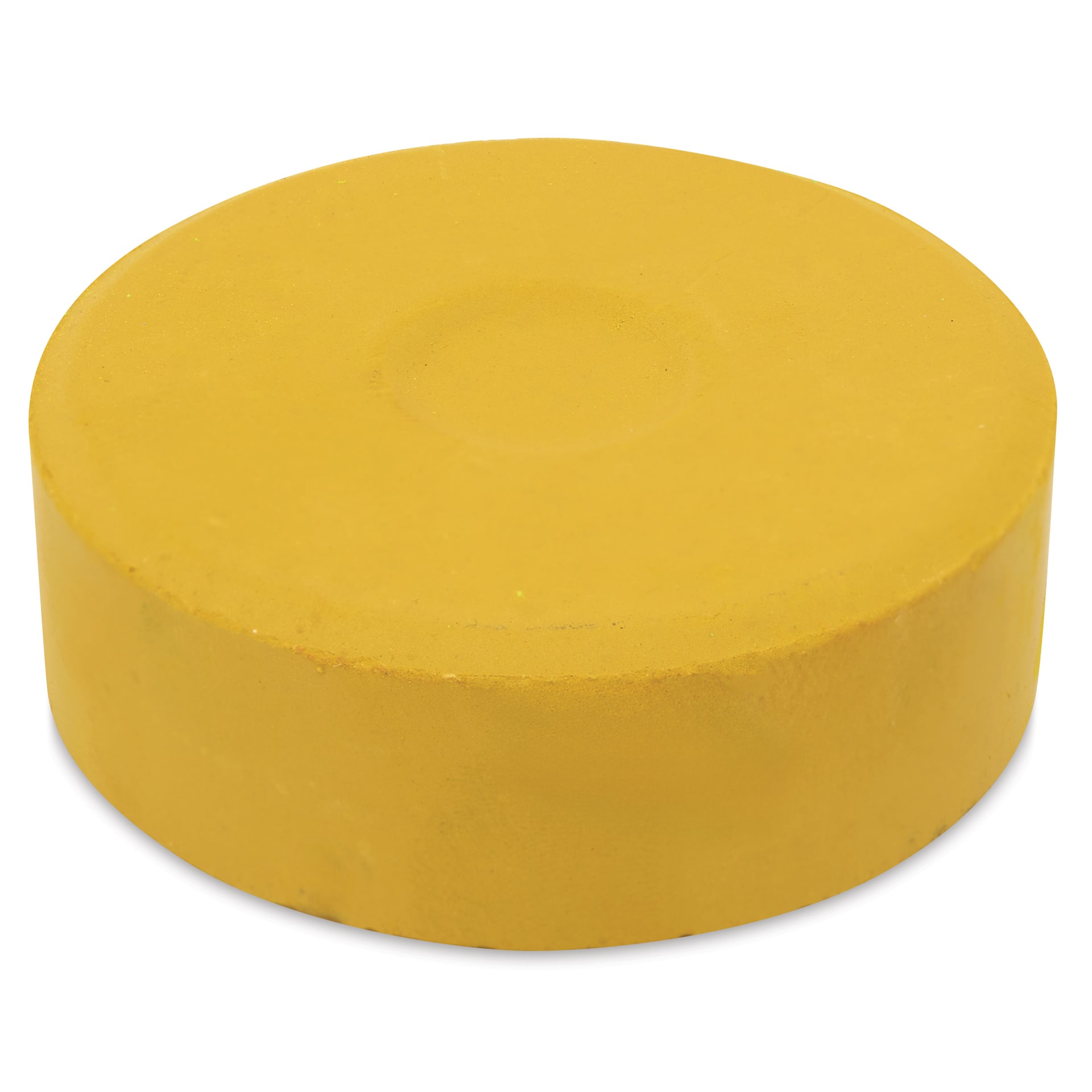 Side view of the Large Yellow Ochre Blick Essentials Tempera Cake