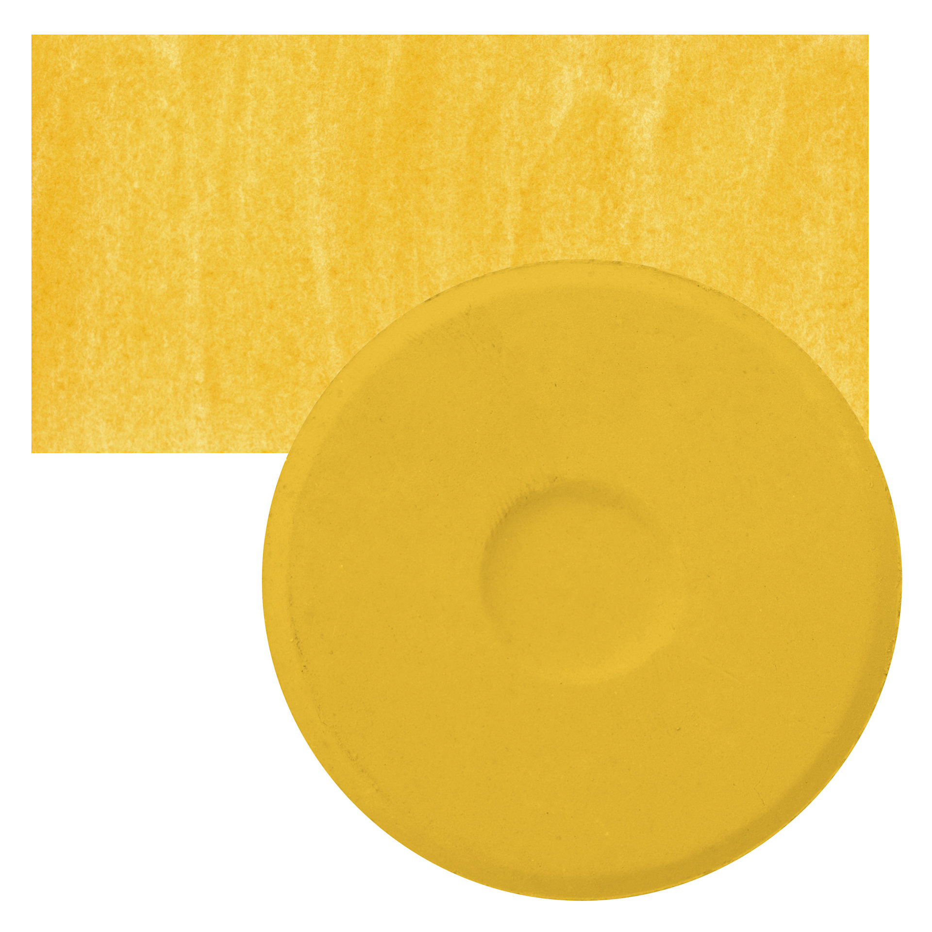 Blick Essentials Tempera Cake - Yellow Ochre, Large cake and swatch