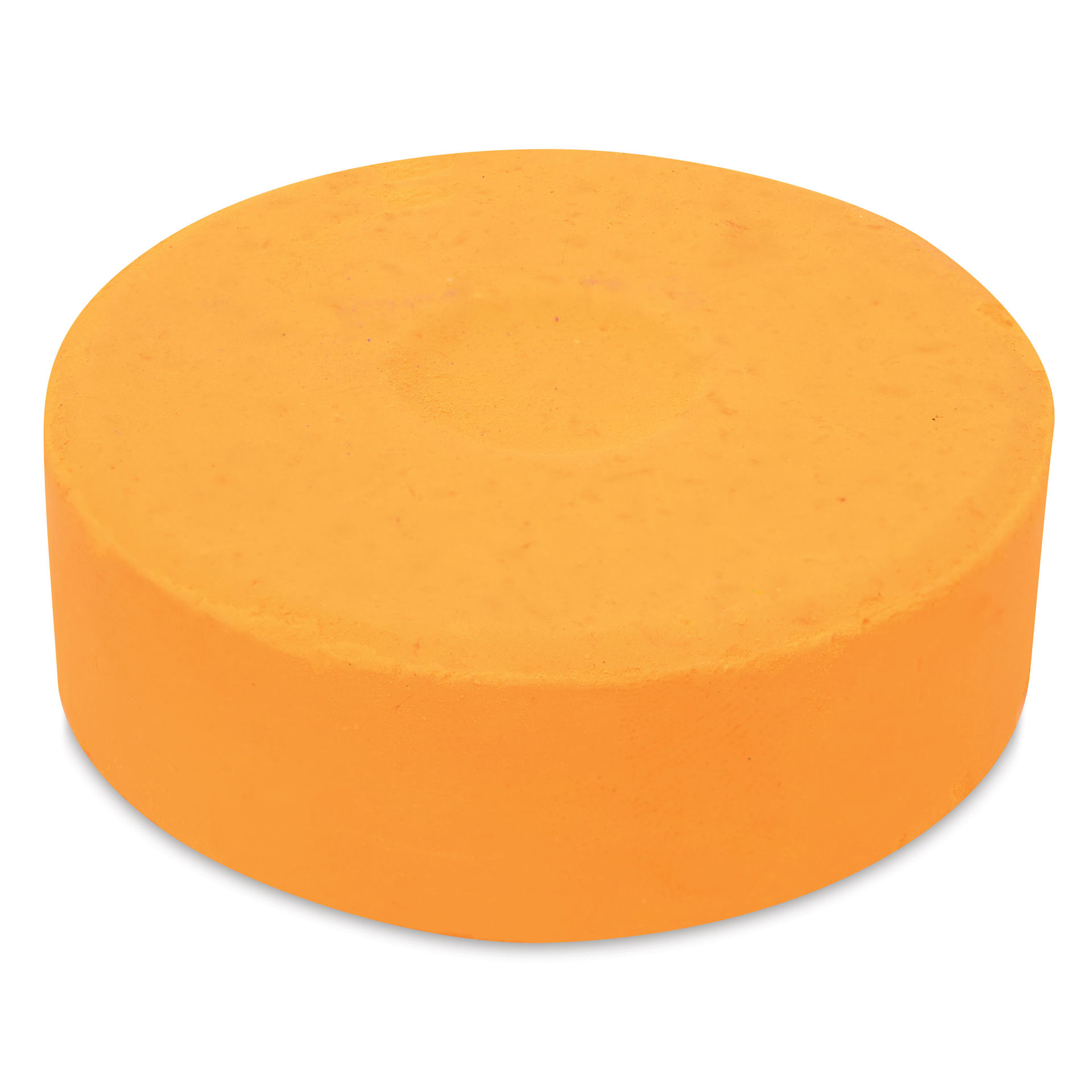 Side view of the Fluorescent Orange Large Blick Essentials Tempera Cake