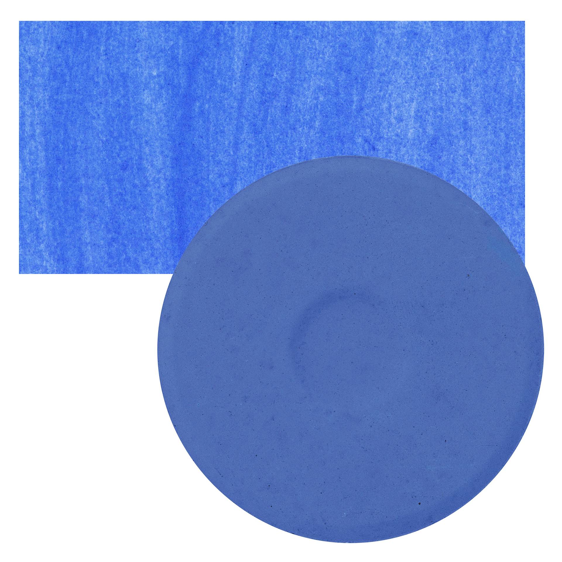 Blick Essentials Tempera Cake - Ultramarine Blue, Large cake and swatch
