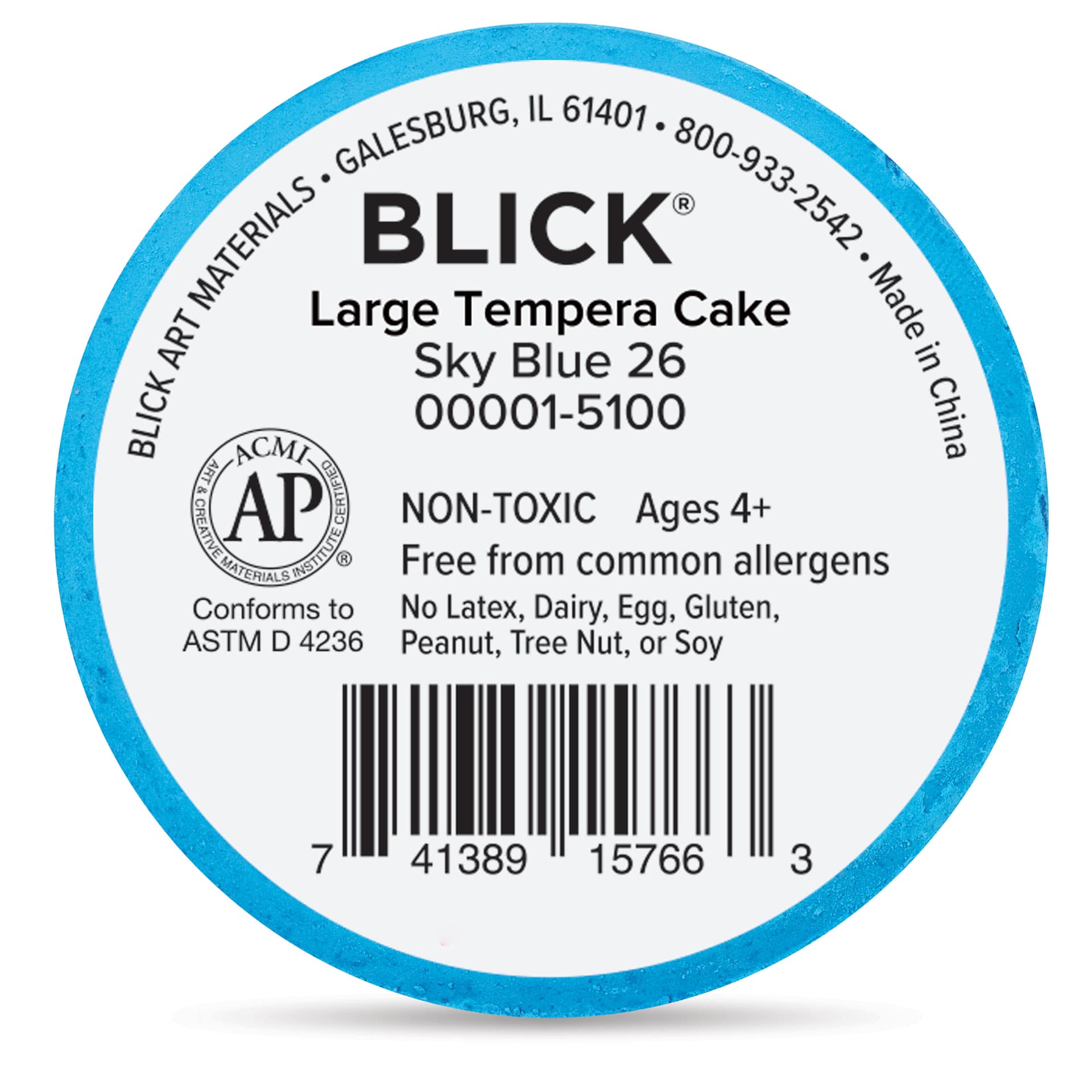 Back of the Sky Blue Large Blick Essentials Tempera Cake