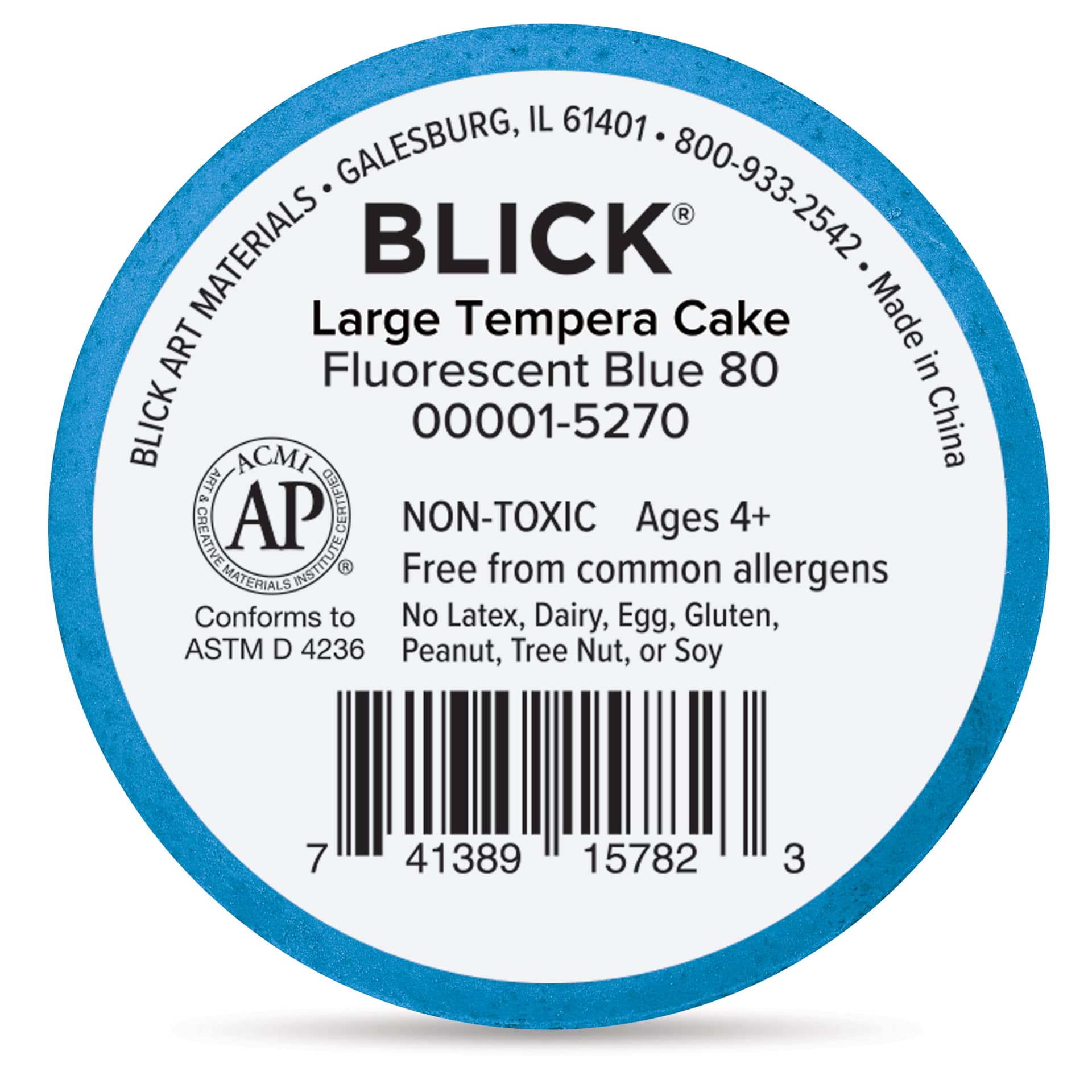 Back of the Fluorescent Blue Large Blick Essentials Tempera Cake