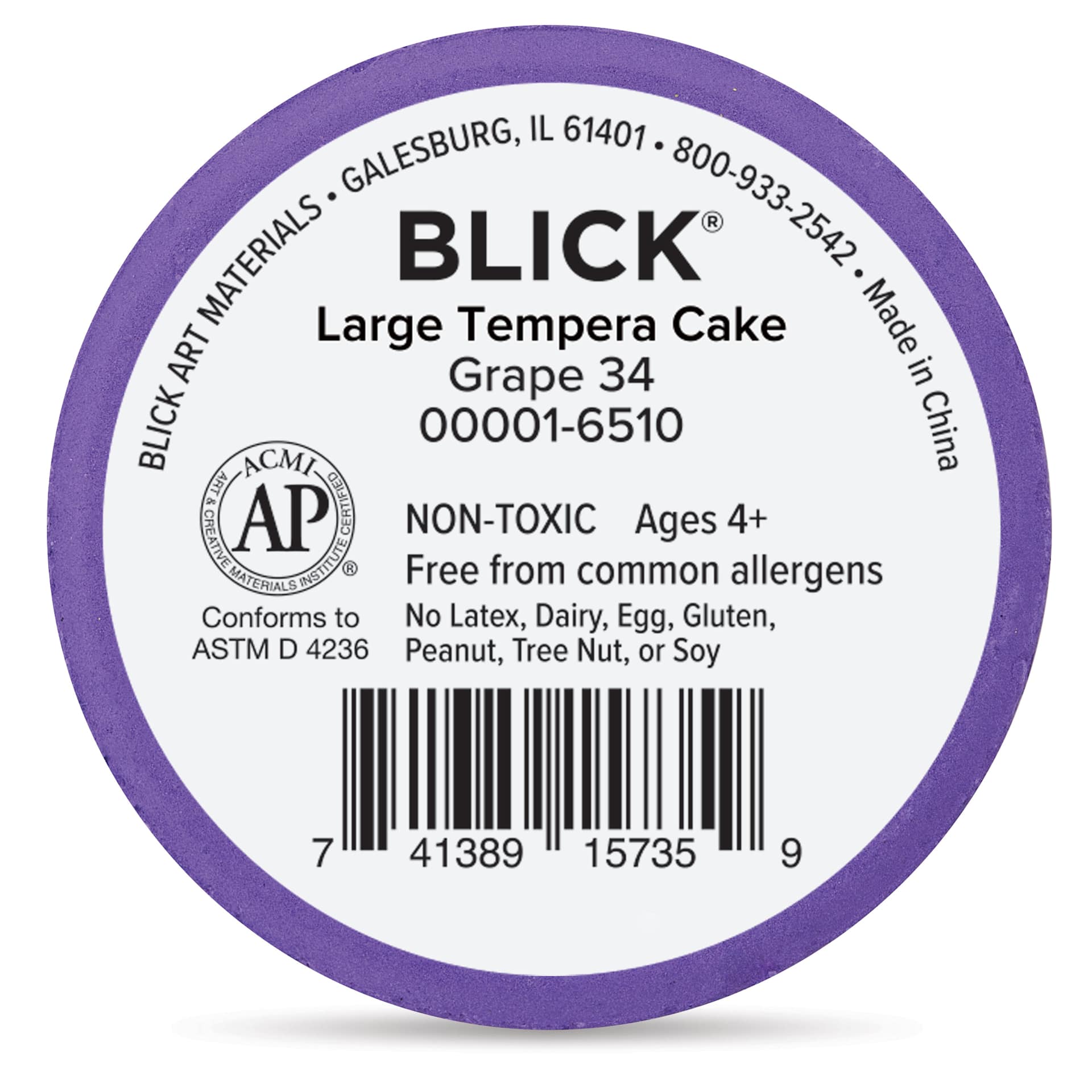Back of the Large Grape Blick Essentials Tempera Cake