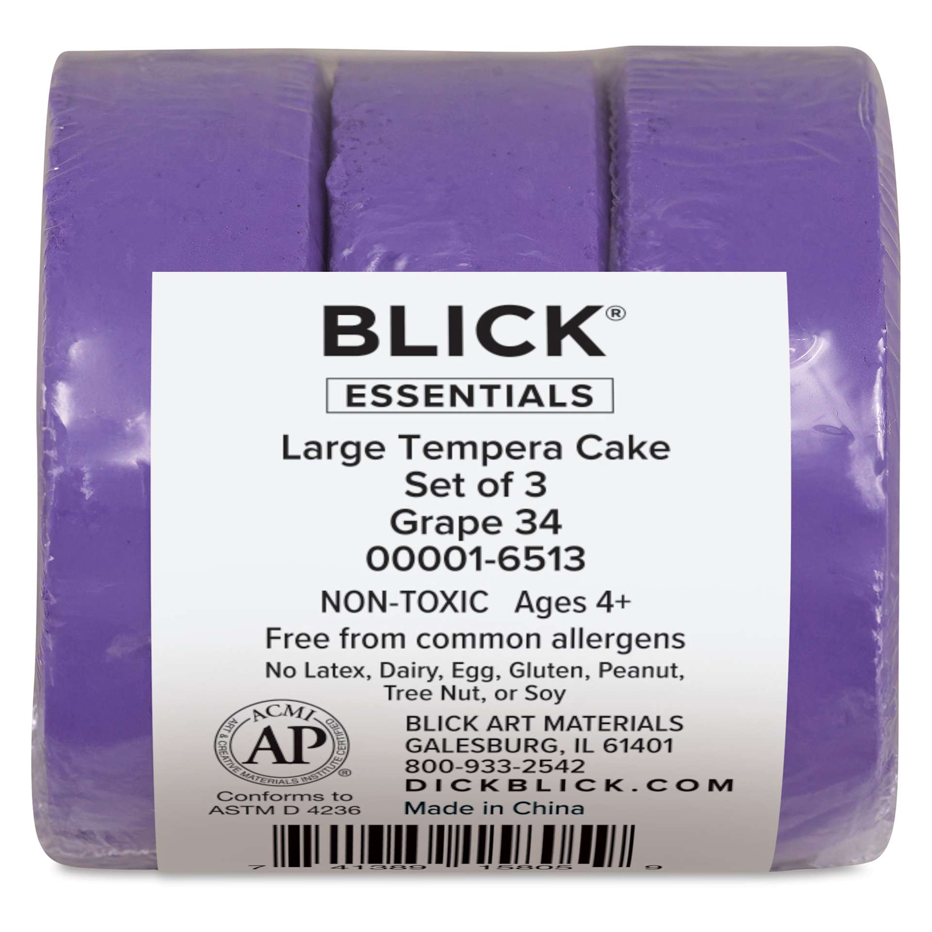 Large Grape Blick Essentials Tempera Cakes wrapped with label