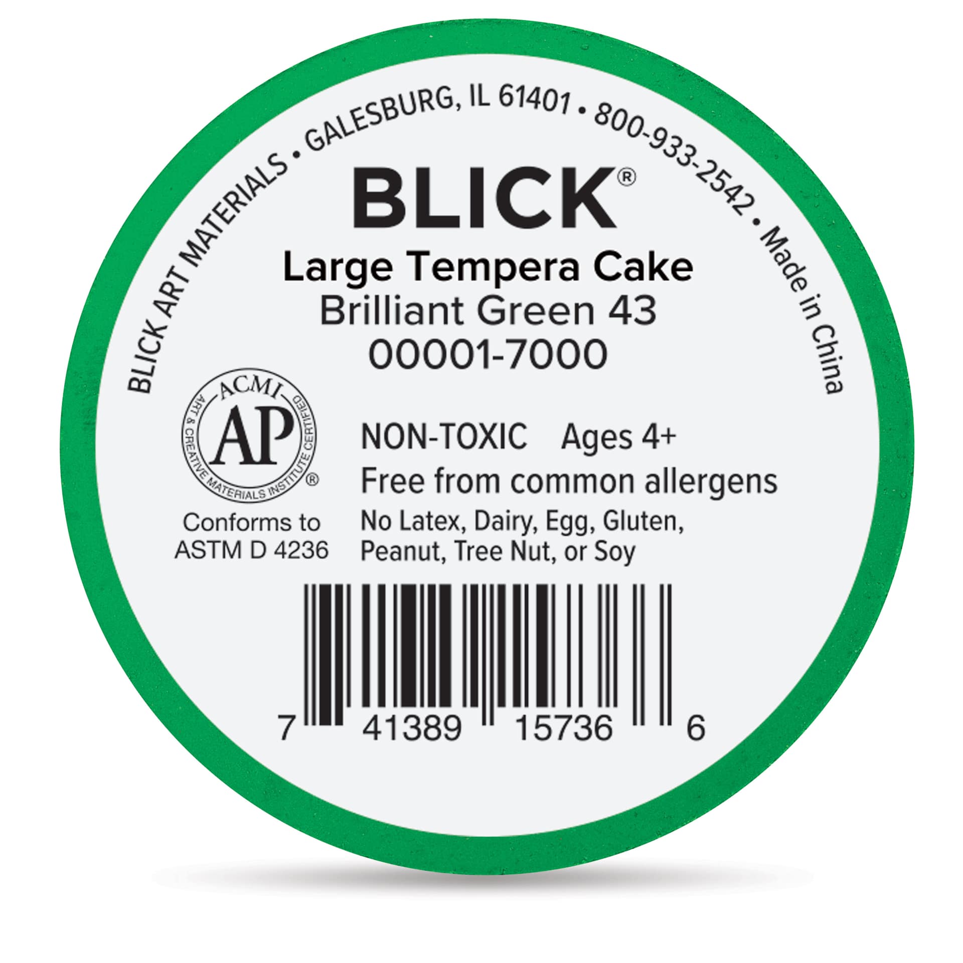 Back of the Large Brilliant Green Blick Essentials Tempera Cake