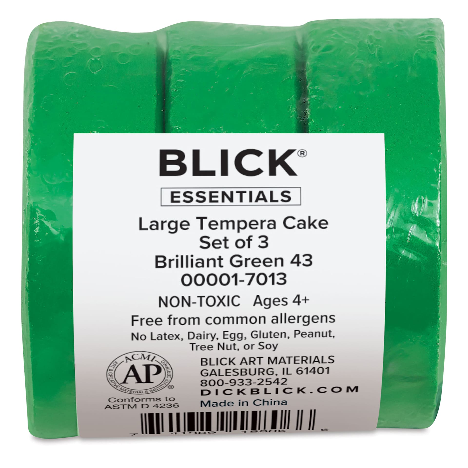 Large Brilliant Green Blick Essentials Tempera Cakes wrapped with label