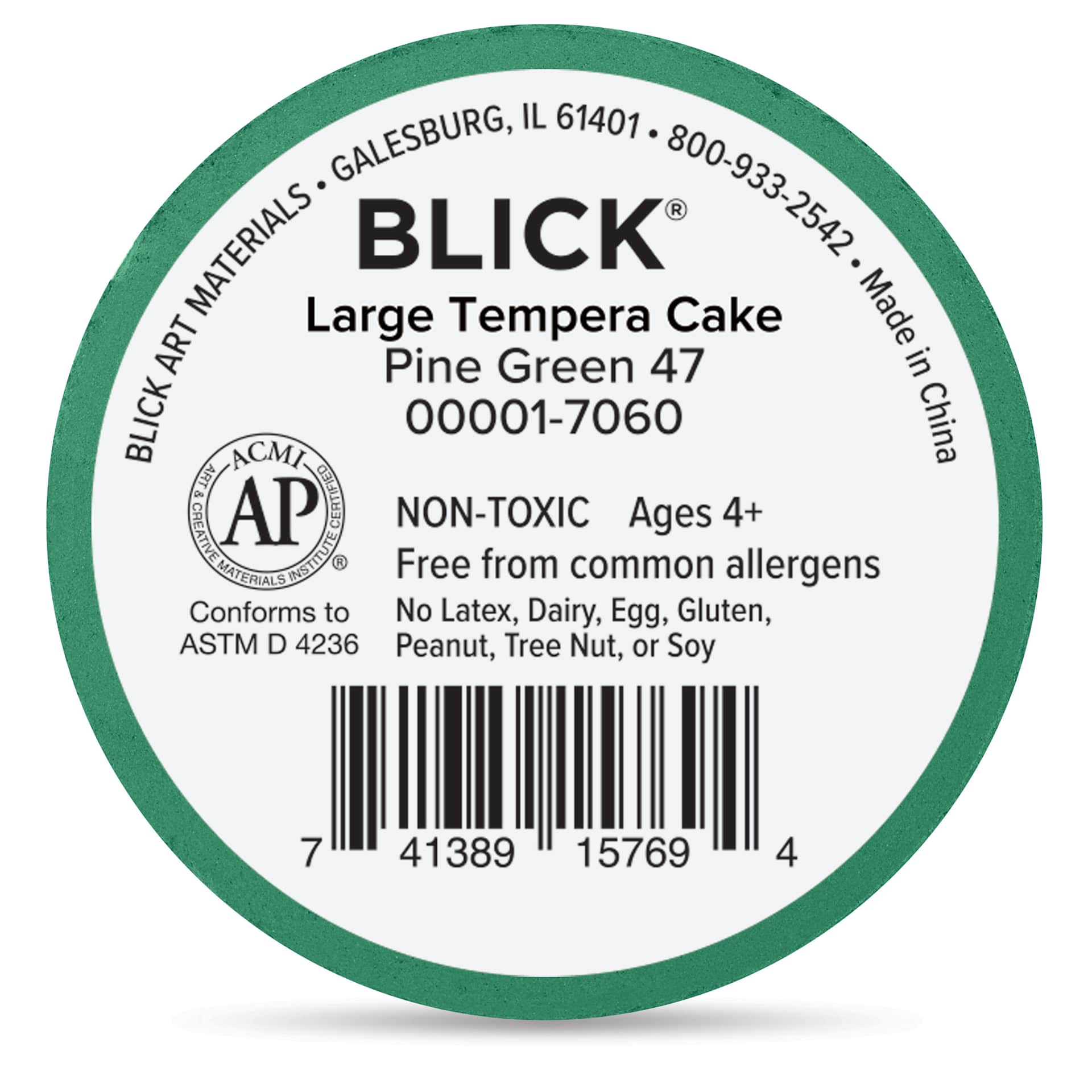 Back of the Pine Green Large Blick Essentials Tempera Cake