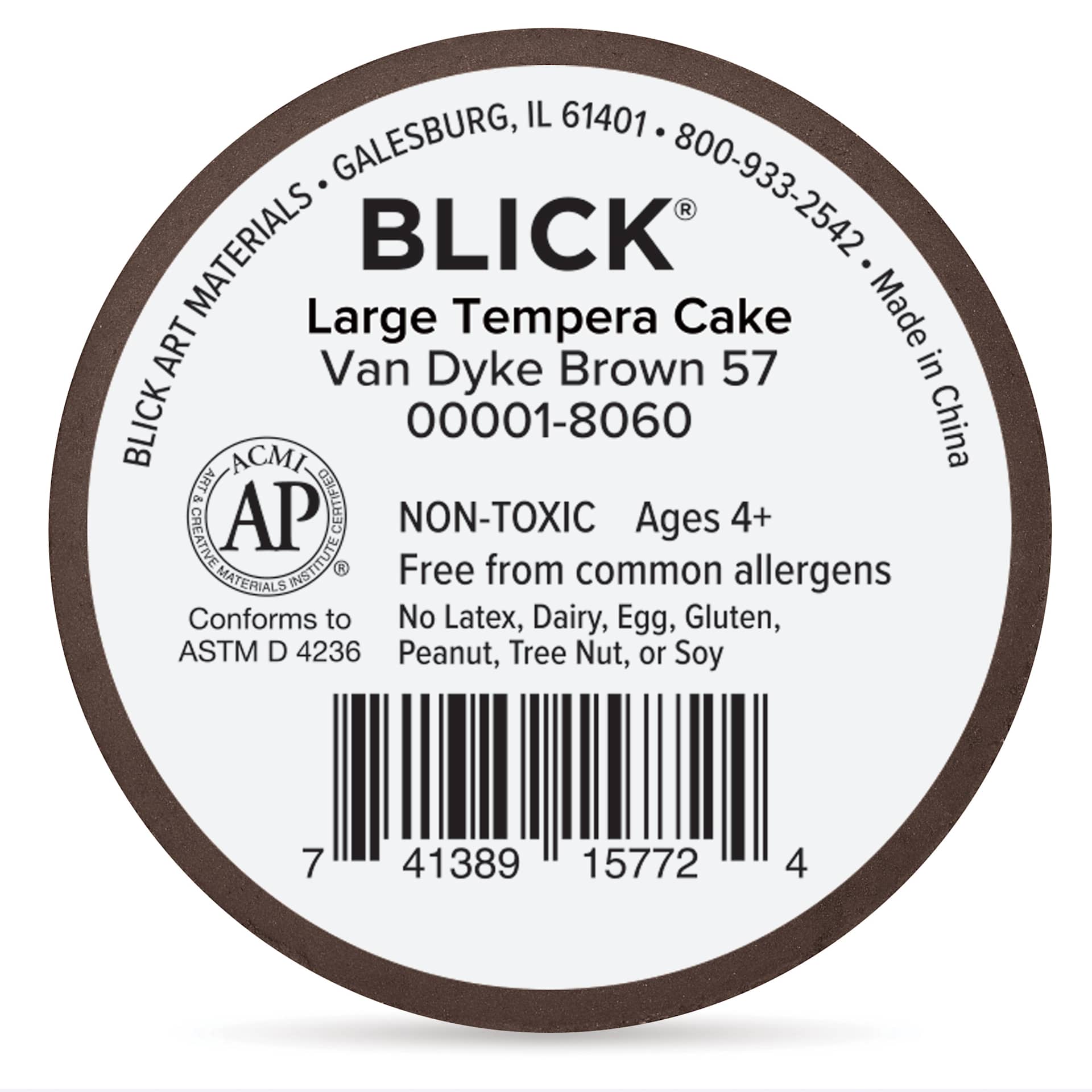 Back of the Van Dyke Brown Large Blick Essentials Tempera Cake