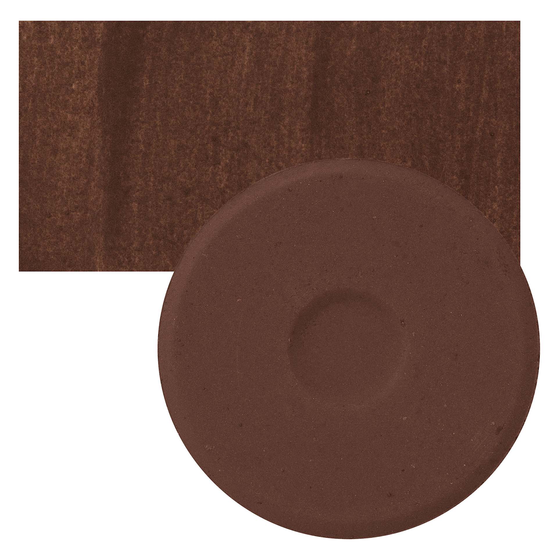 Blick Essentials Tempera Cake - Burnt Umber, Large cake and swatch