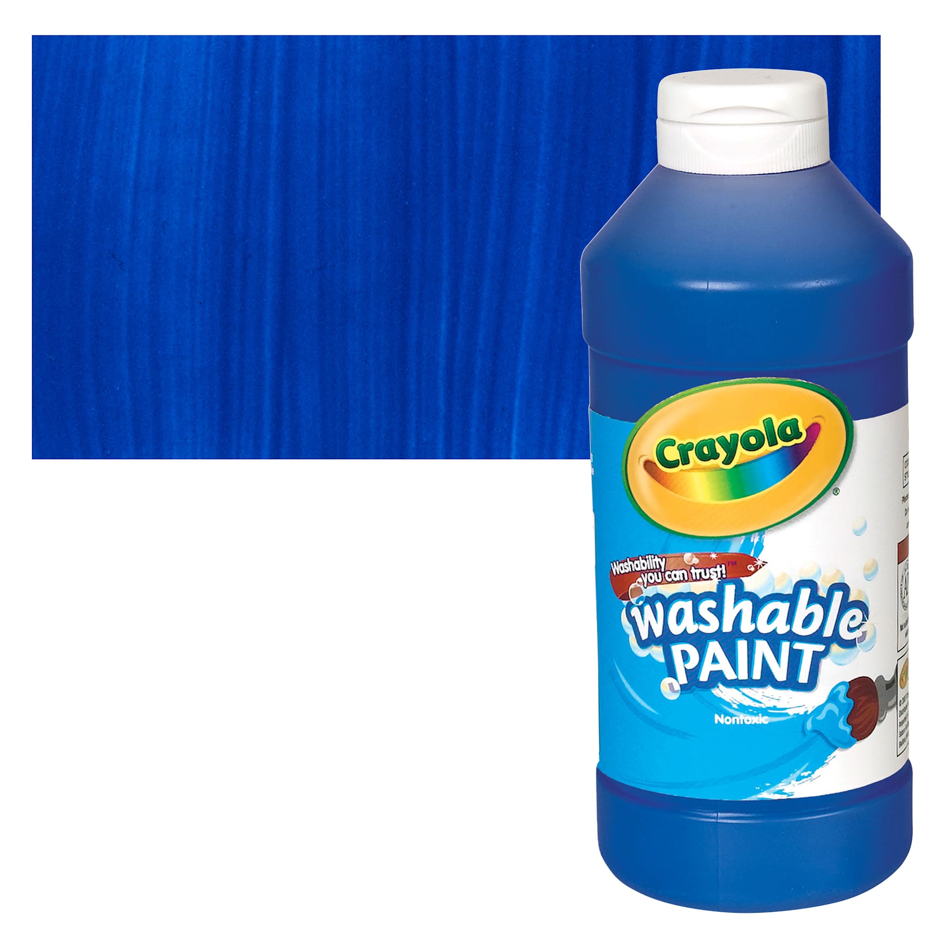Crayola Washable Paint - Blue, 16 oz bottle and swatch