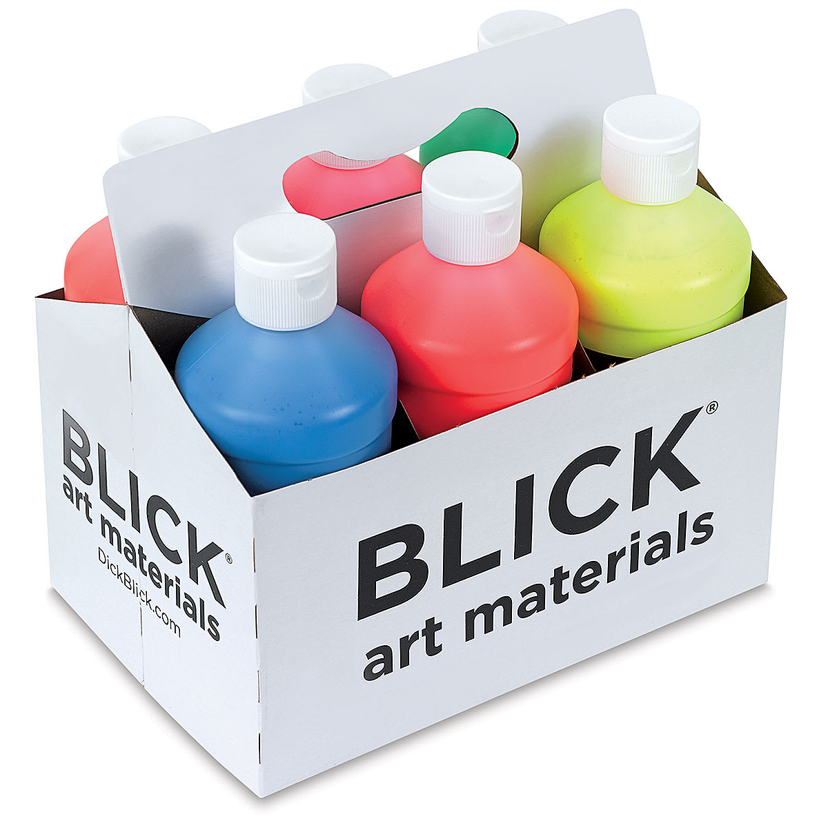 Blick Premium Grade Tempera - Set of 6 Fluorescent Colors, Pints in cardboard carrier