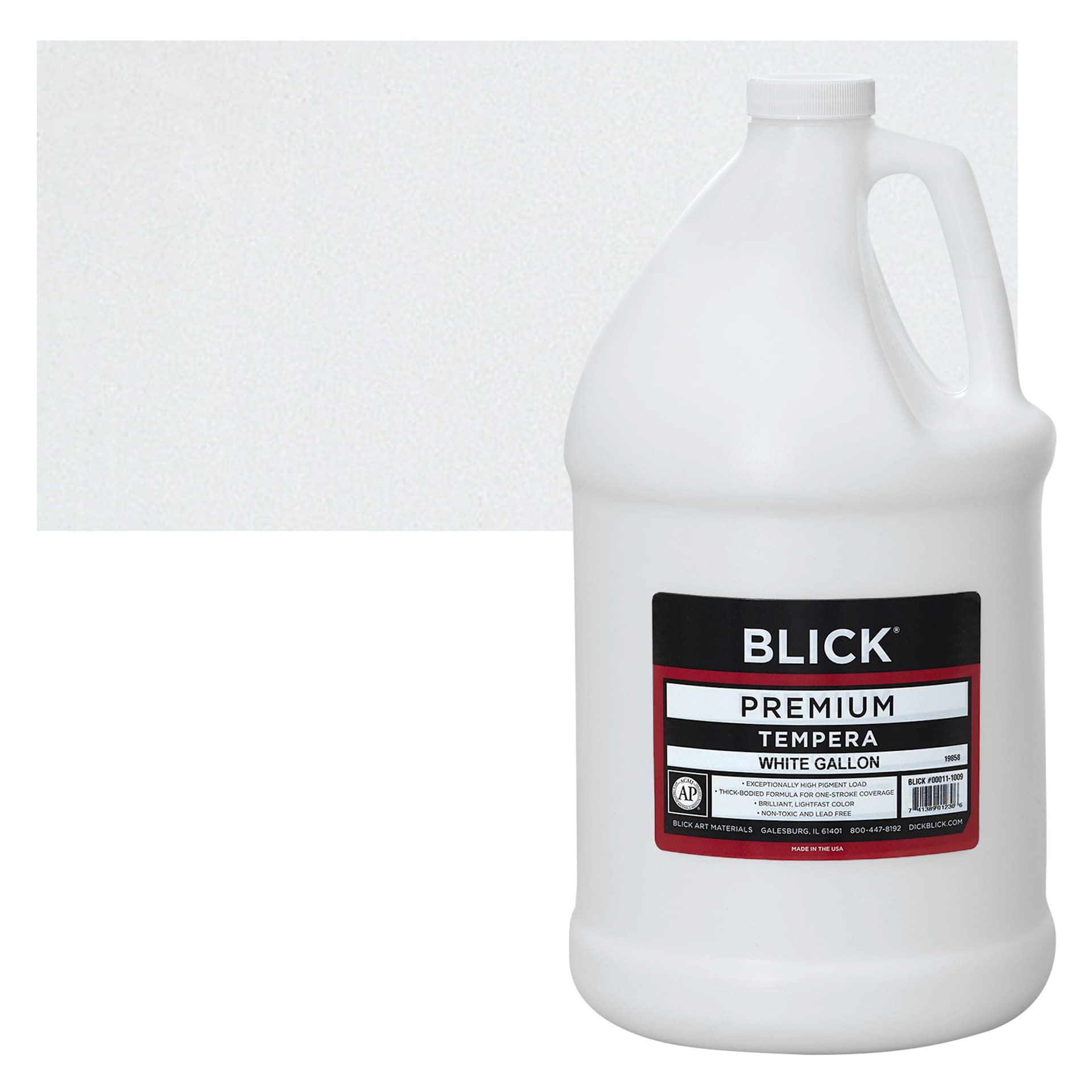 Blick Premium Grade Tempera - White, Gallon and swatch