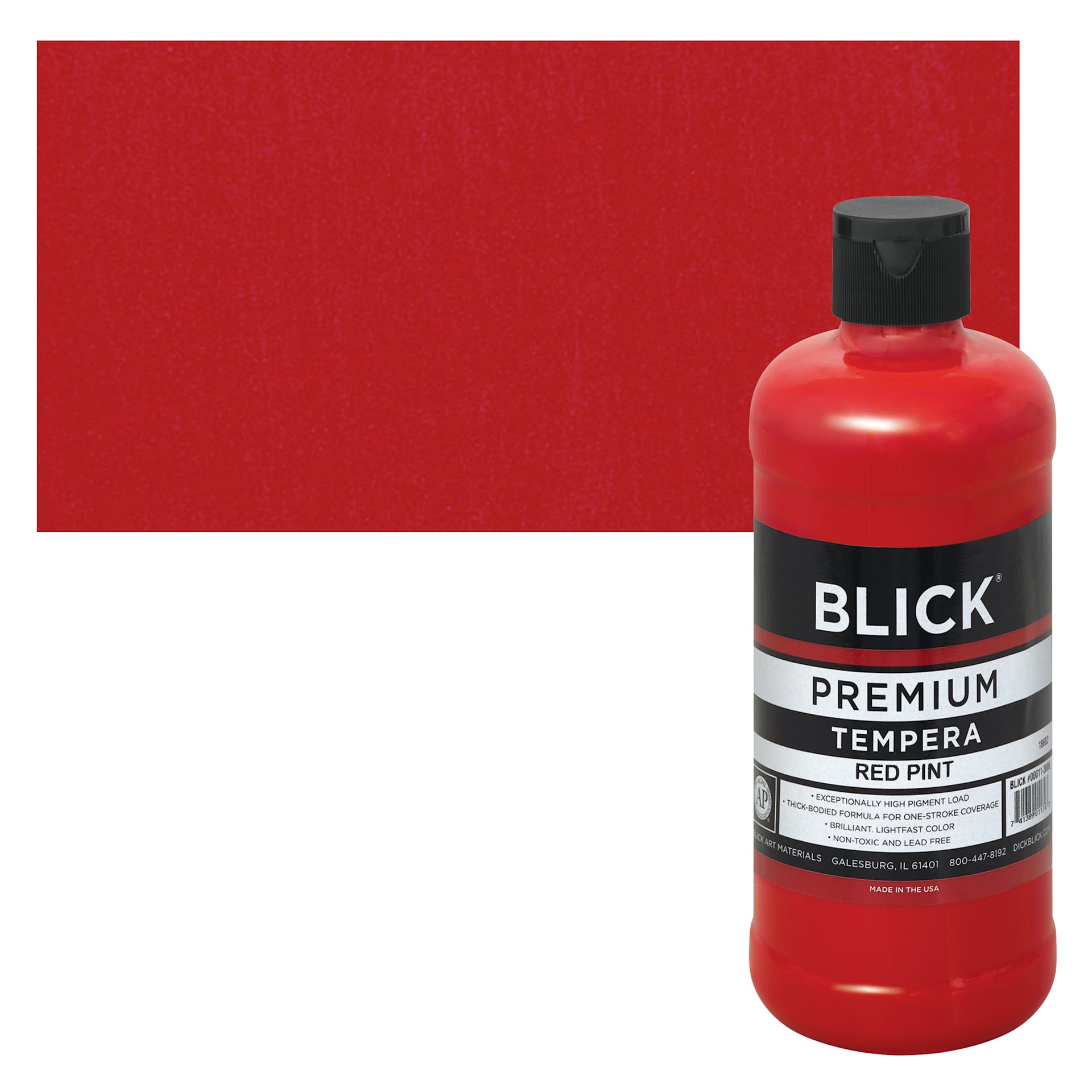 Blick Premium Grade Tempera - Red, Pint and swatch