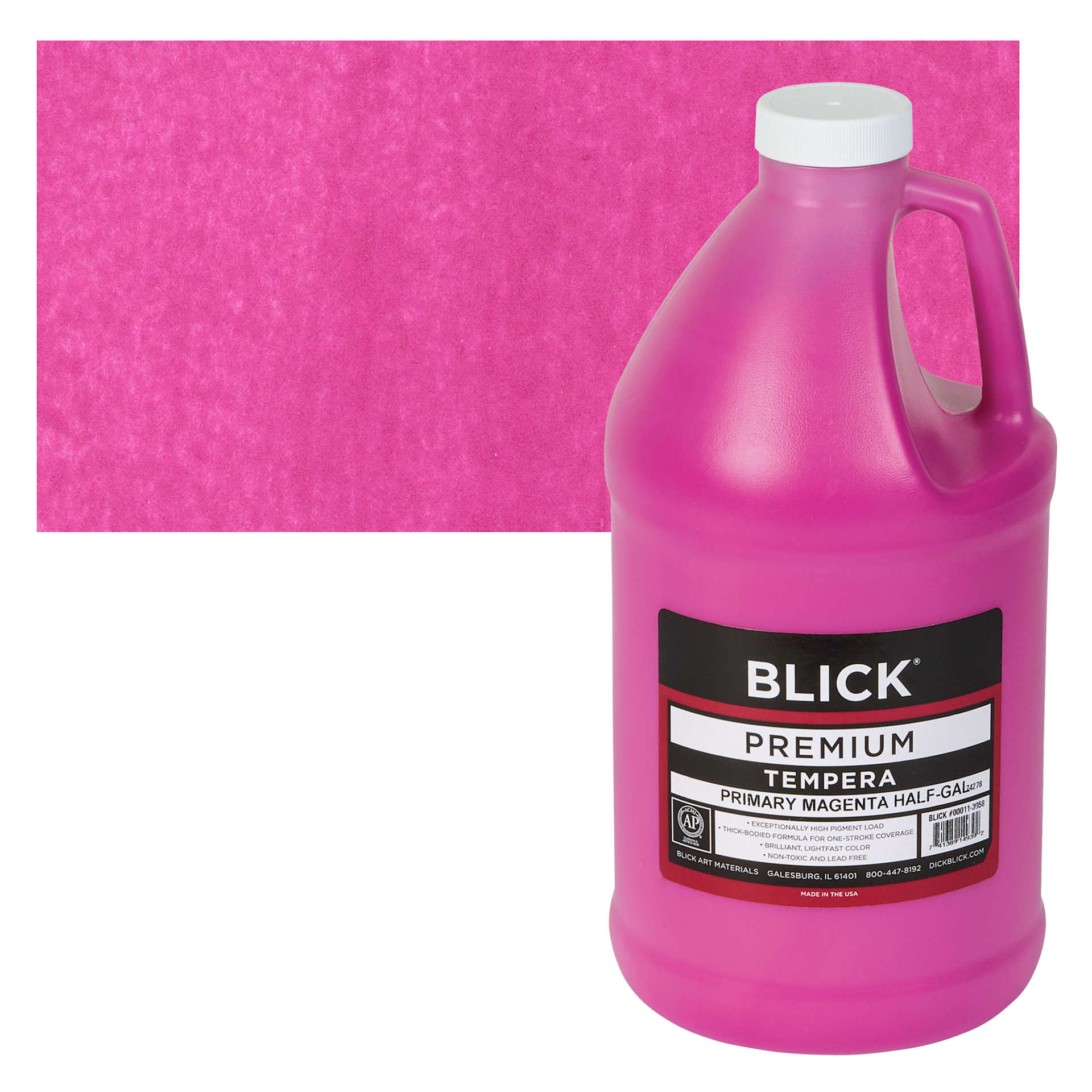 Blick Premium Grade Tempera - Primary Magenta, Half Gallon and swatch