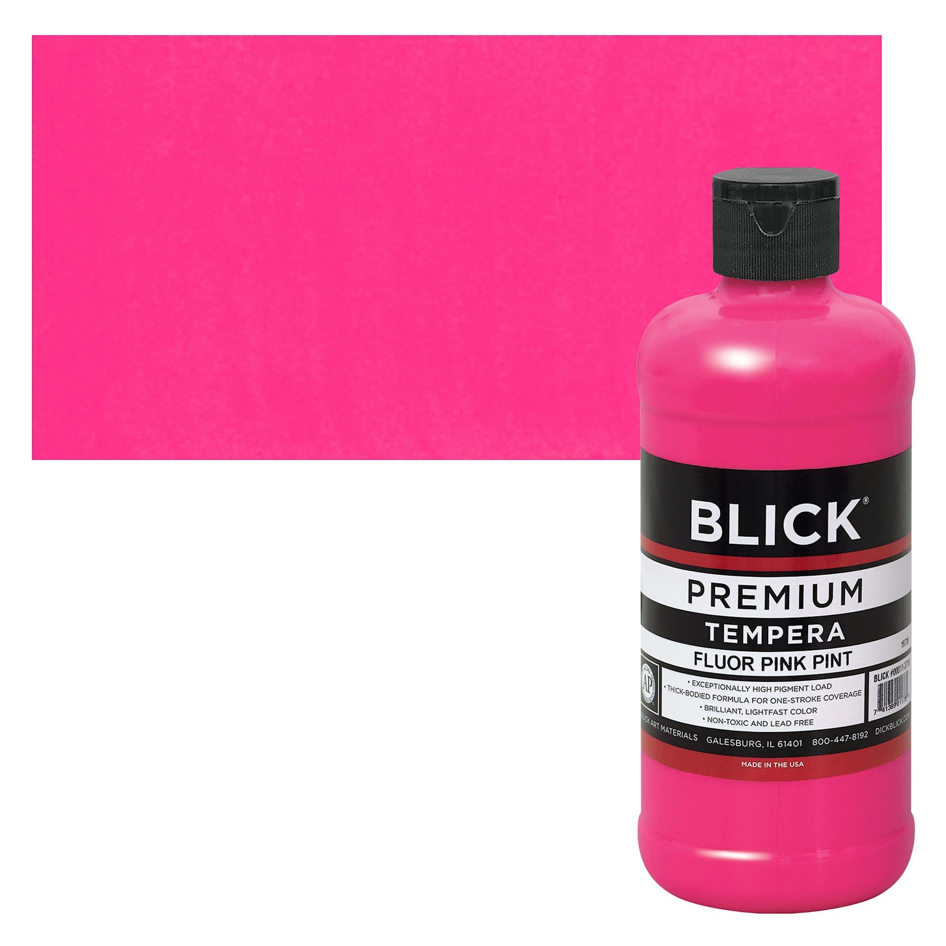 Blick Premium Grade Tempera - Fluorescent Pink, Pint and swatch