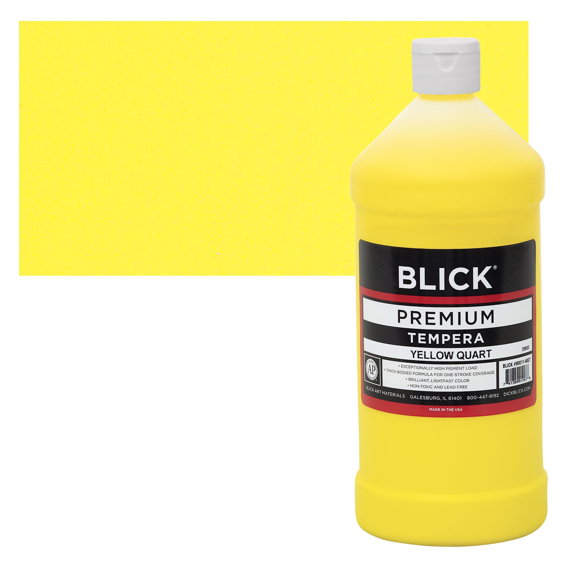 Blick Premium Grade Tempera - Yellow, Quart and swatch