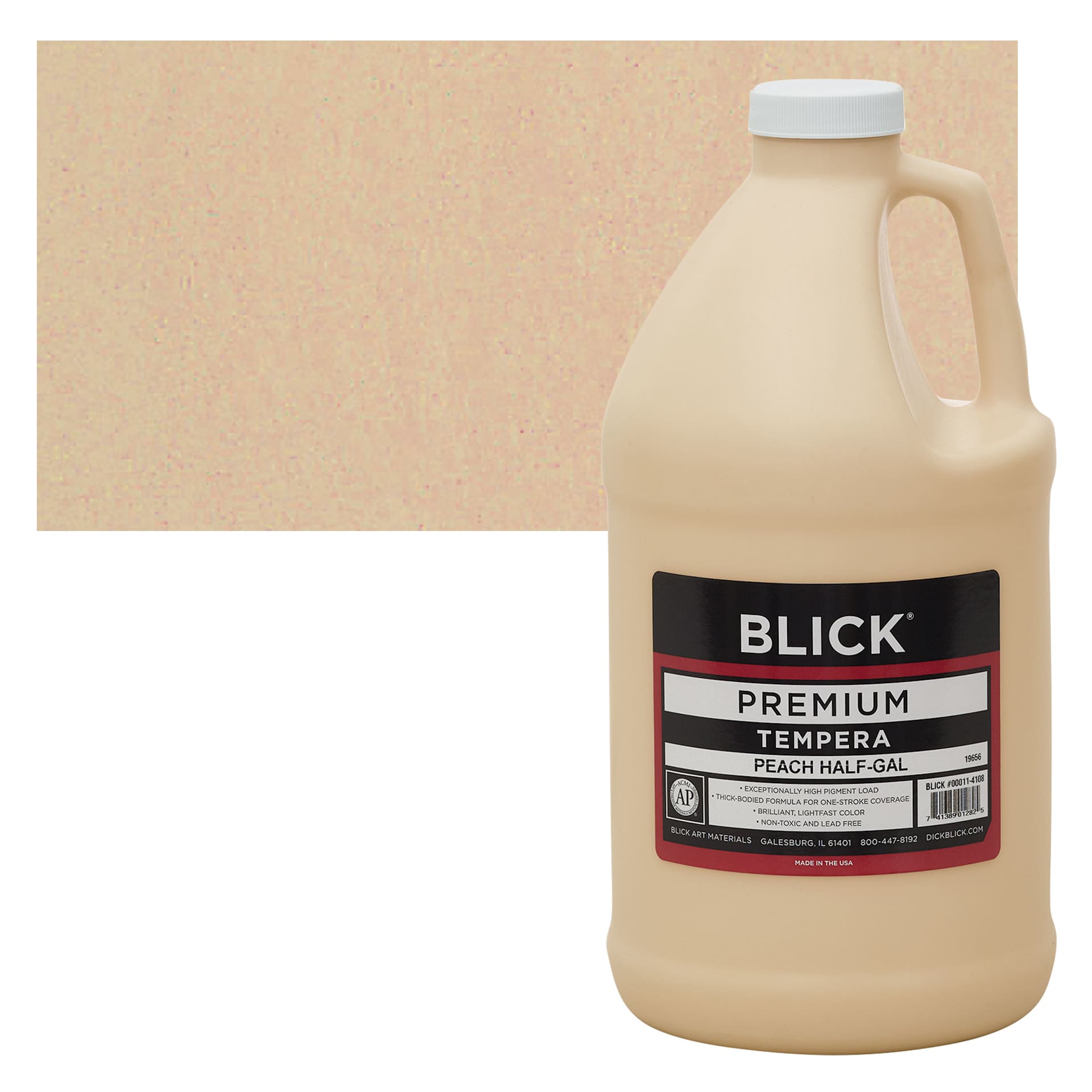 Blick Premium Grade Tempera - Peach, Half Gallon and swatch