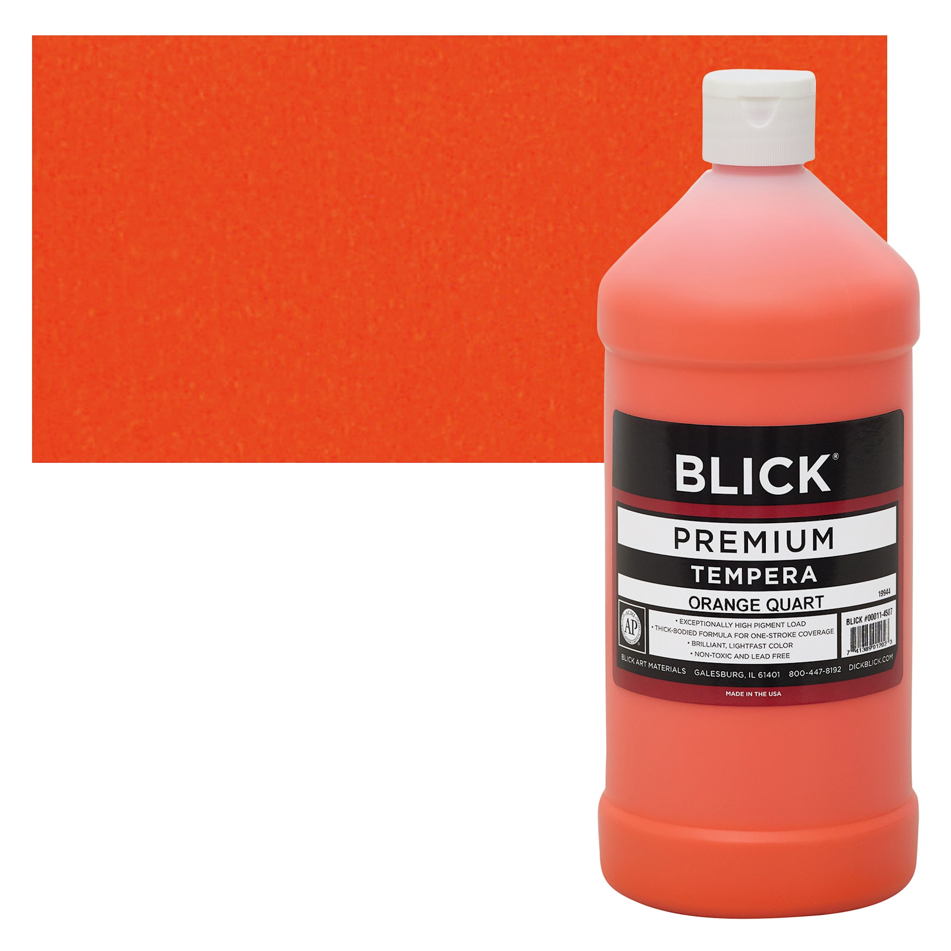 Blick Premium Grade Tempera - Orange, Quart and swatch