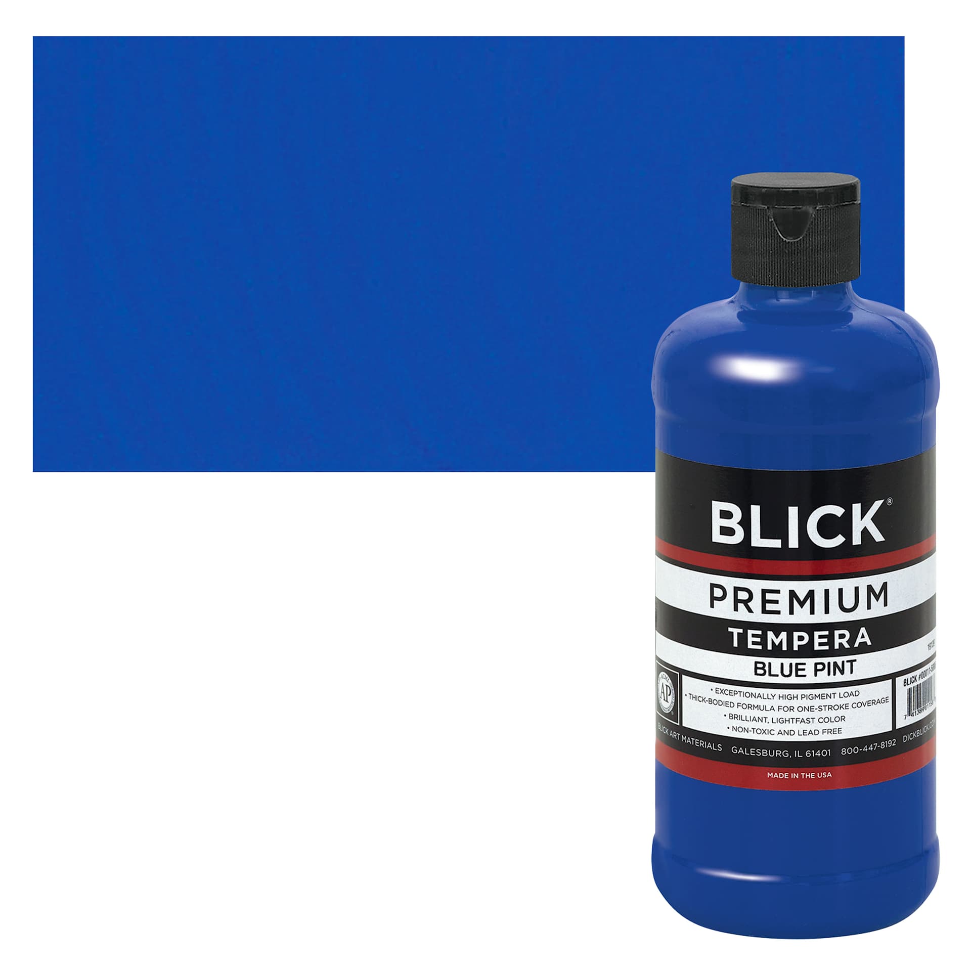 Blick Premium Grade Tempera - Blue, Pint and swatch