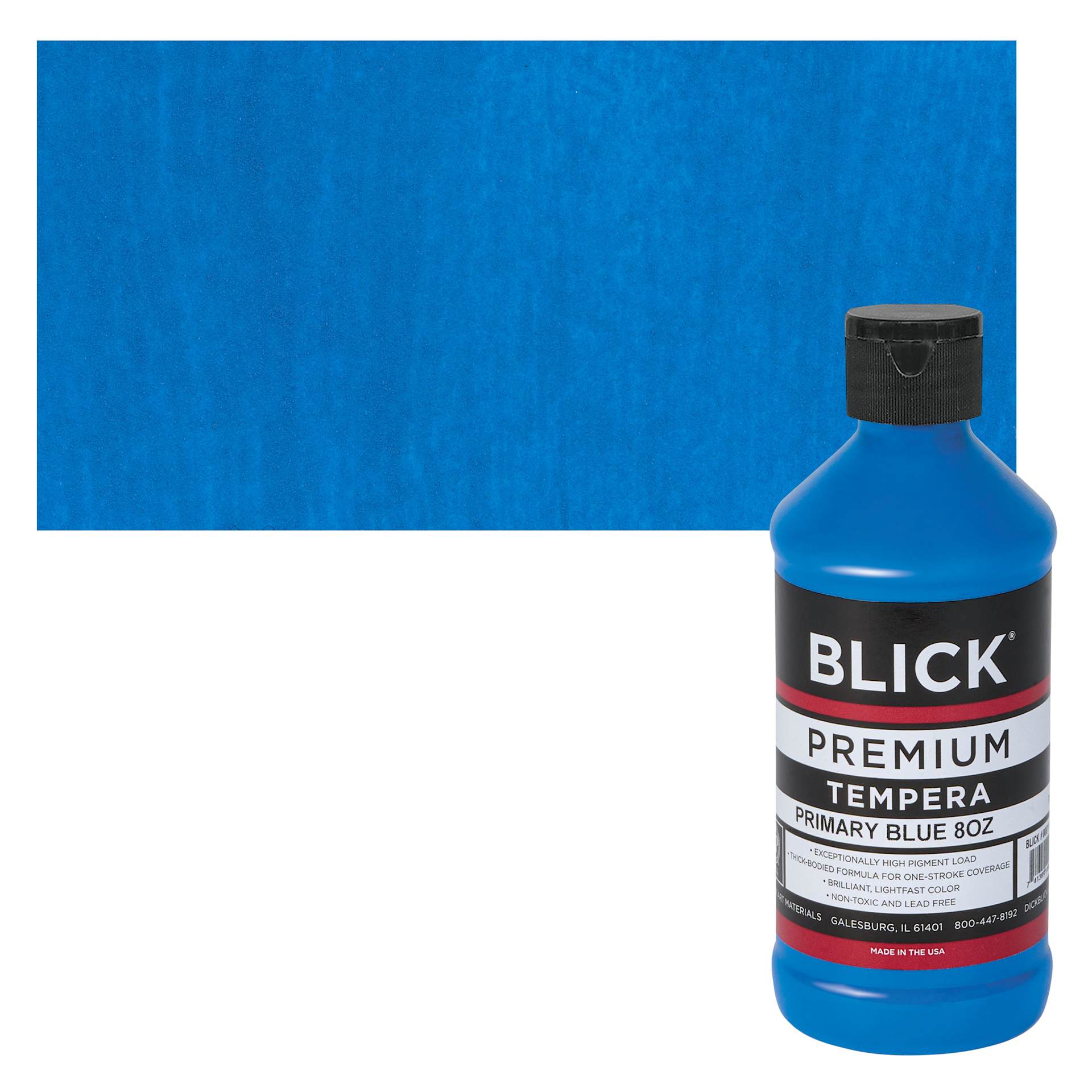 Blick Premium Grade Tempera - Primary Blue, Half Pint and swatch