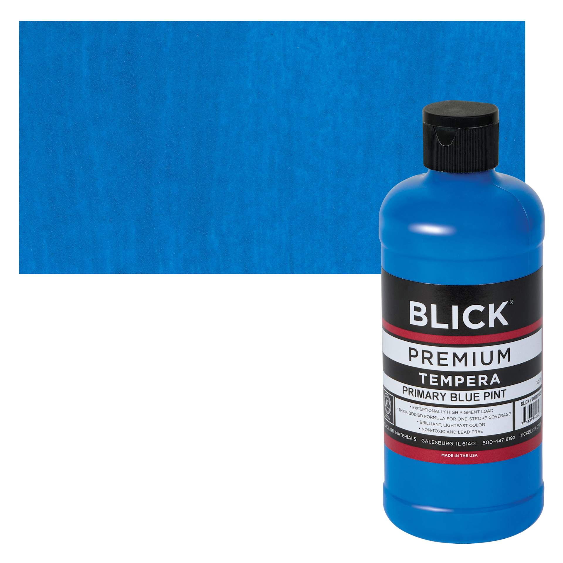 Blick Premium Grade Tempera - Primary Blue, Pint and swatch