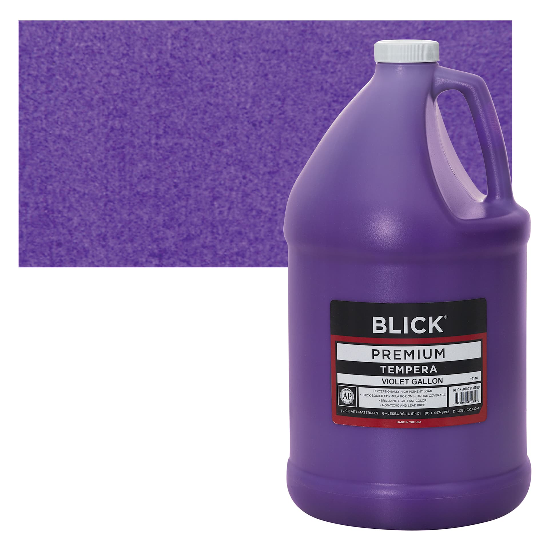 Blick Premium Grade Tempera - Violet, Gallon and swatch