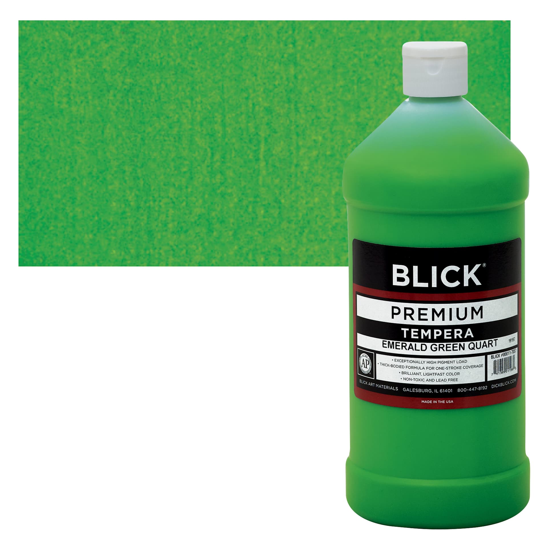 Blick Premium Grade Tempera - Emerald Green, Quart and swatch