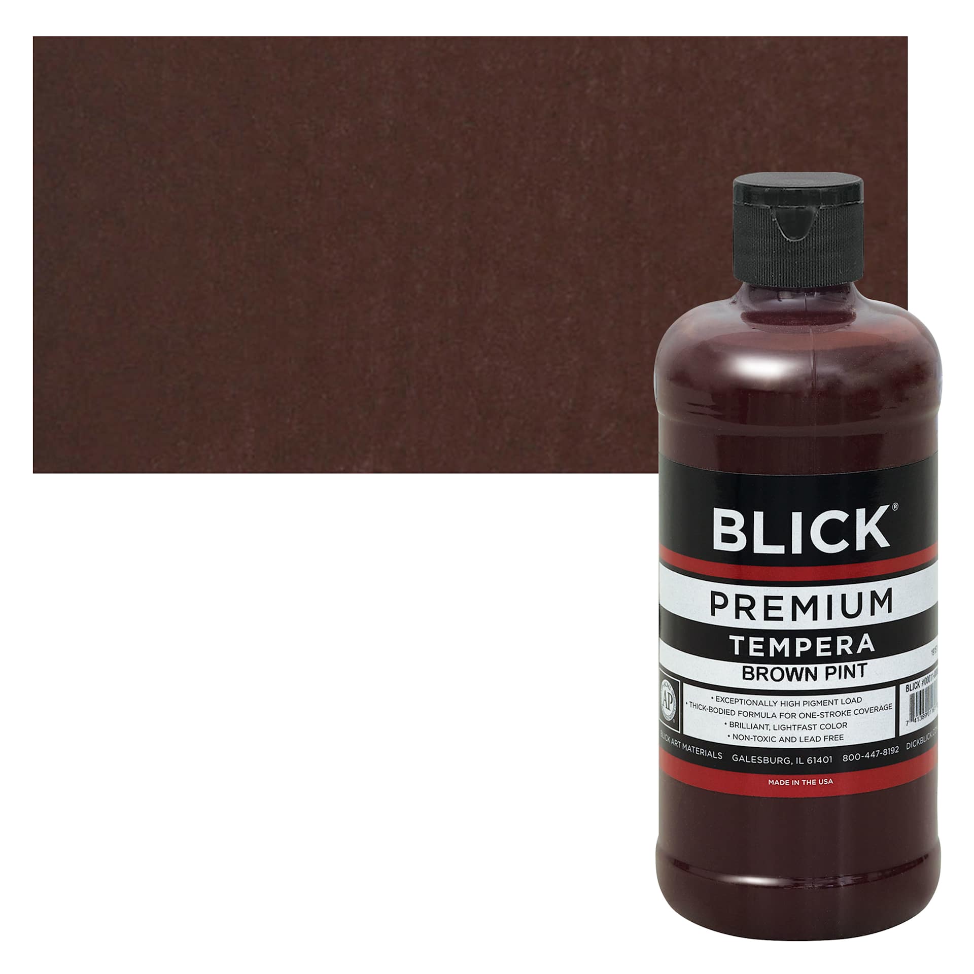 Blick Premium Grade Tempera - Brown, Pint and swatch