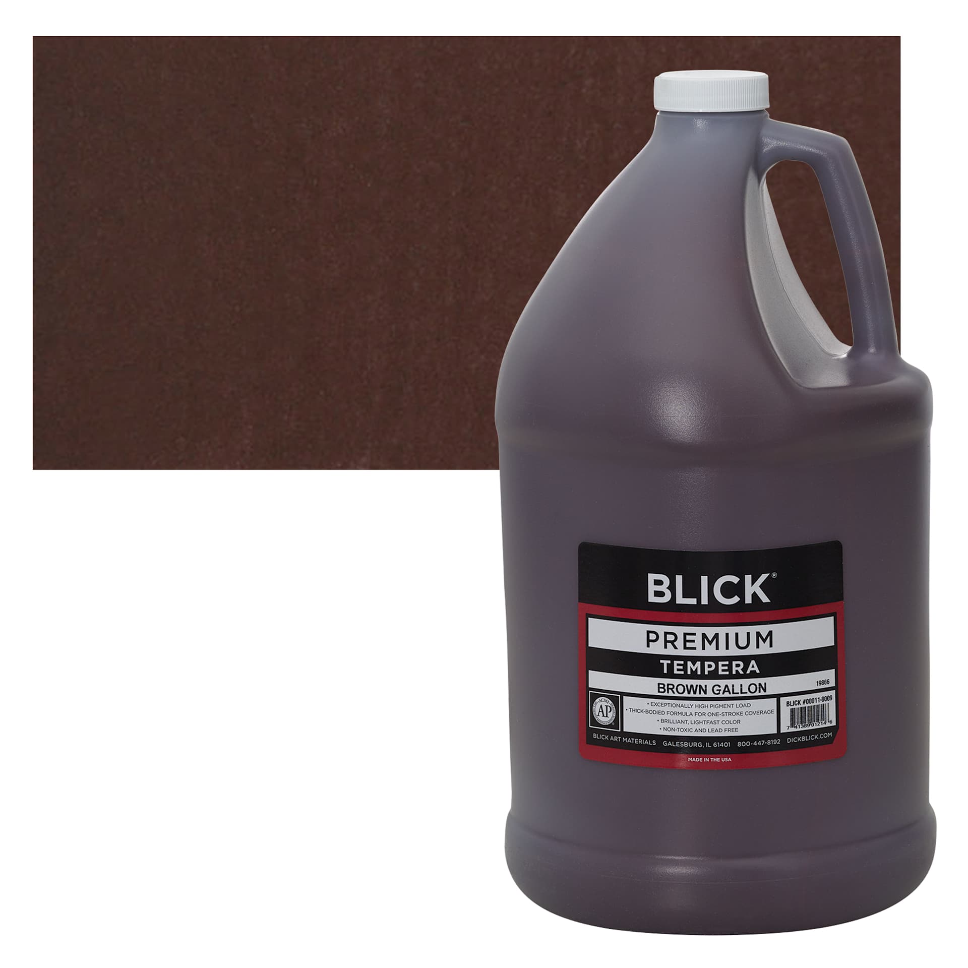 Blick Premium Grade Tempera - Brown, Gallon and swatch