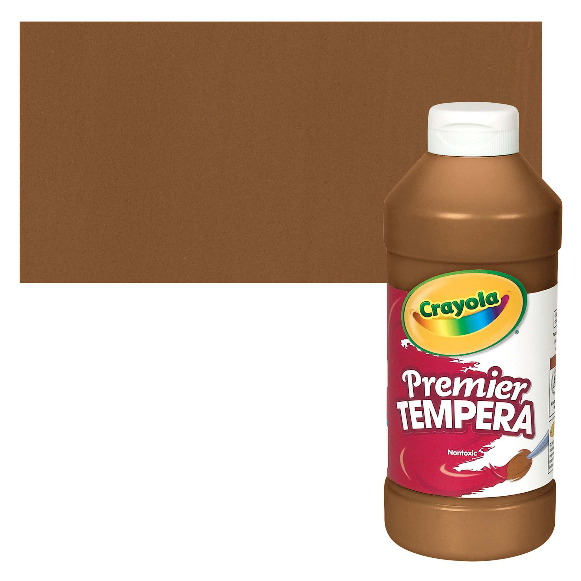 Crayola Premier Tempera - Brown, 16 oz bottle and swatch Crayola Premier Tempera - Brown, 16 oz bottle and swatch
