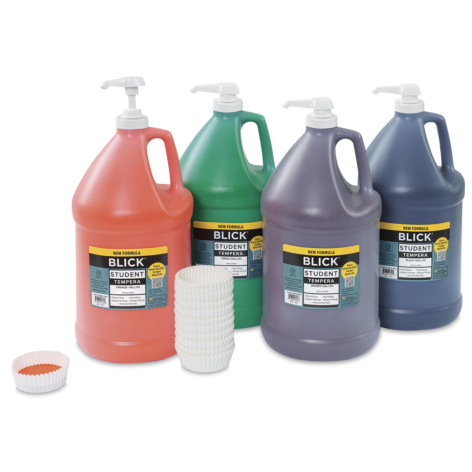 Blick Student Tempera Paints - Set of 4, Pump Kit, Secondary Colors, Gallon, pumps in gallon jugs