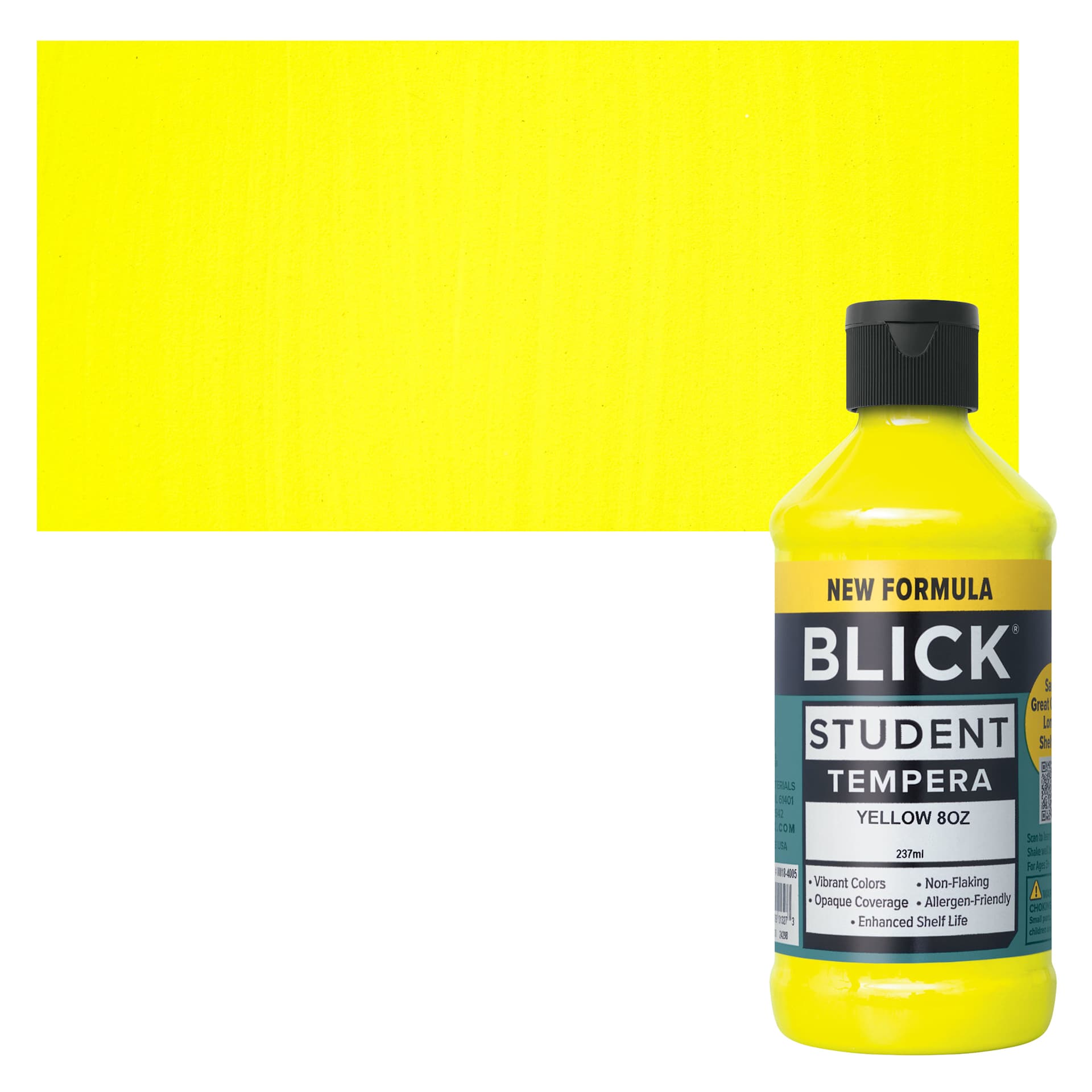 Blick Student Tempera Paint -  Yellow, 8 oz bottle and swatch