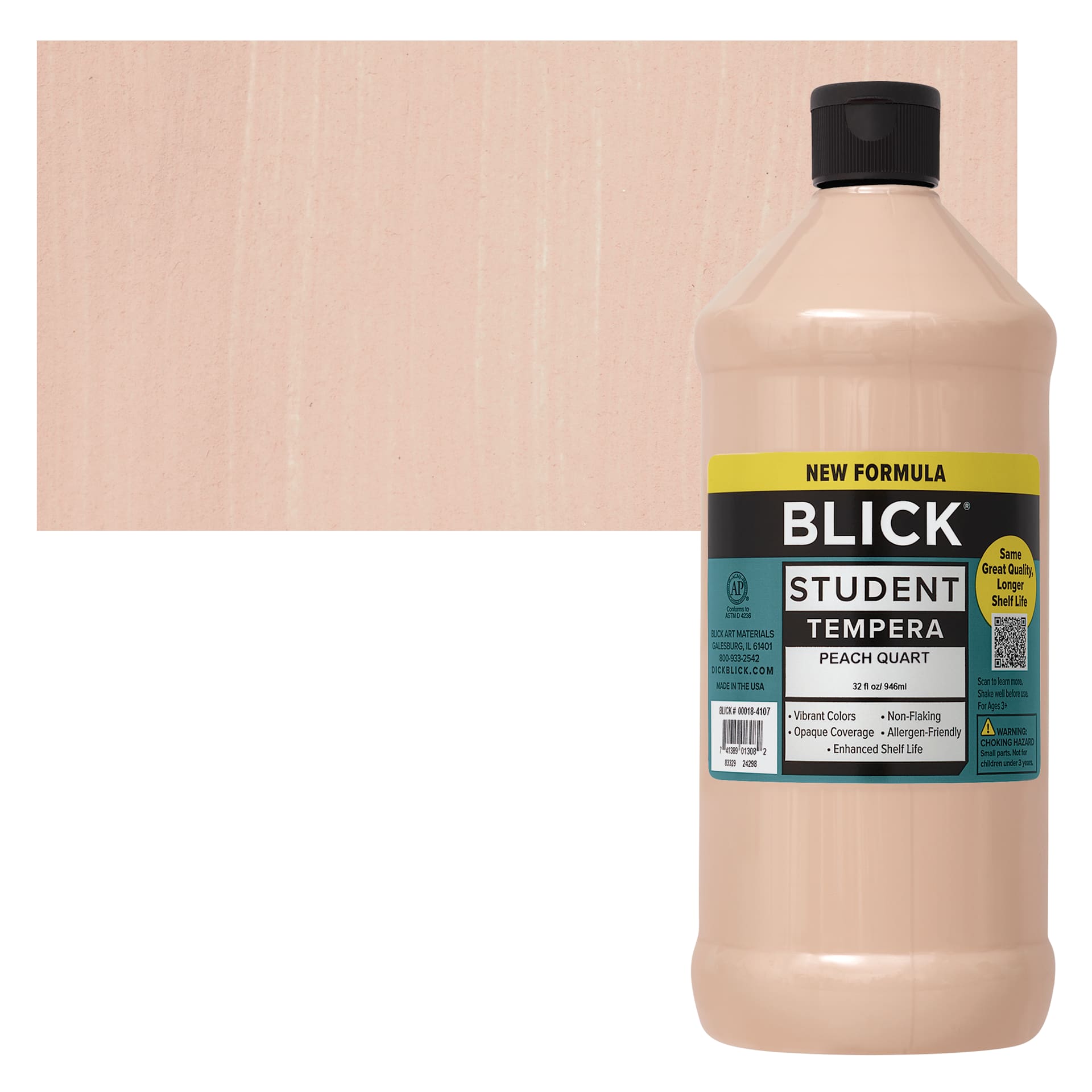 Blick Student Tempera Paint - Peach, 32 oz bottle and swatch