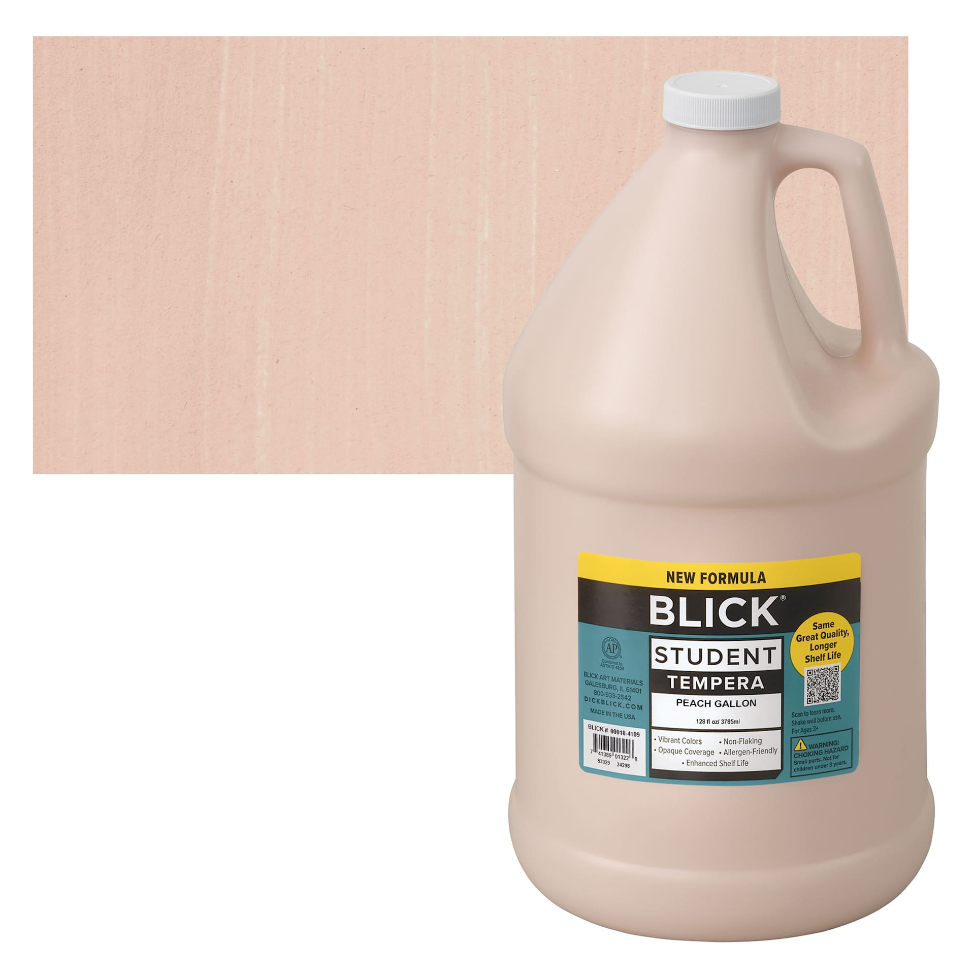 Blick Student Tempera Paint - Peach, 128 oz bottle and swatch