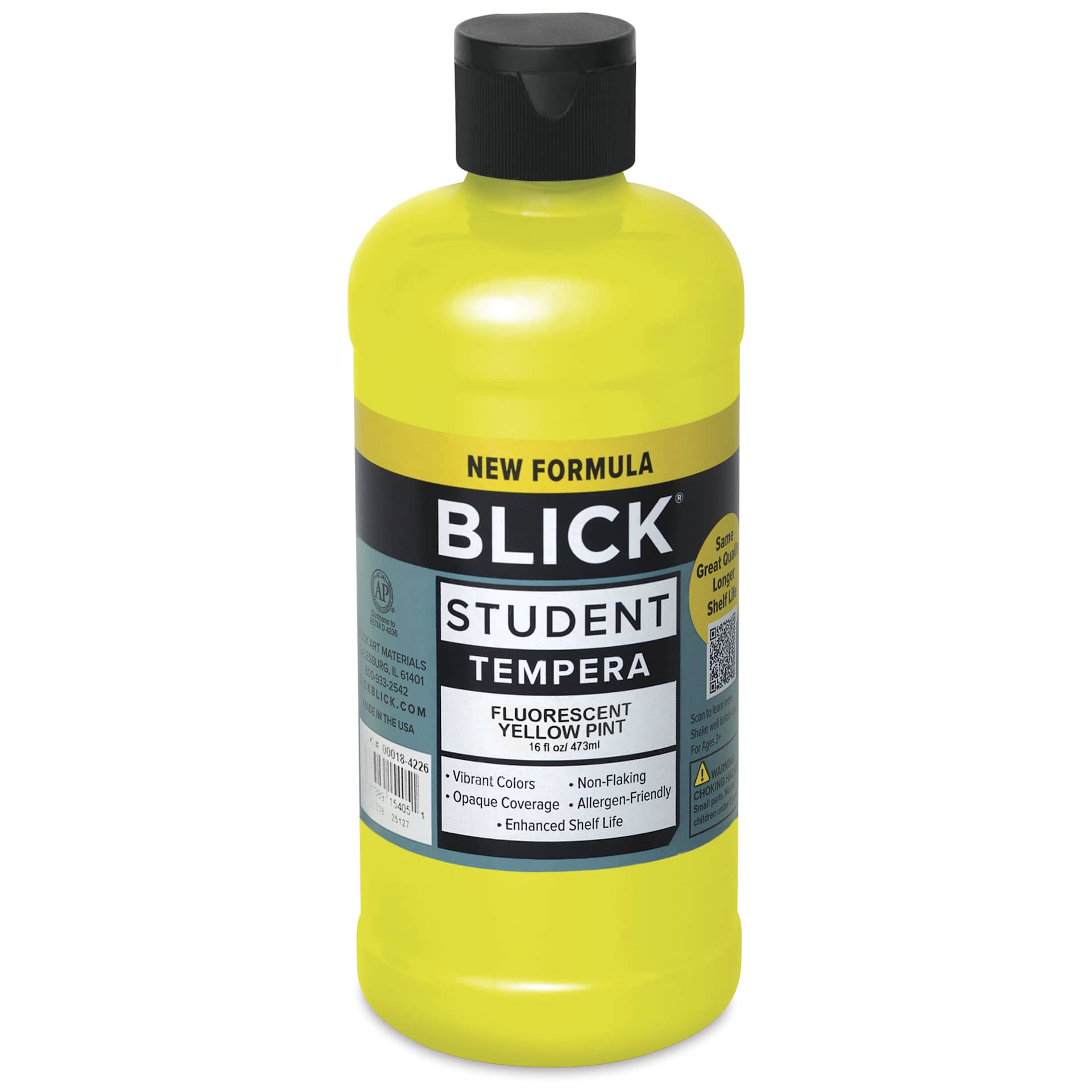 Blick Student Tempera Paint - Fluorescent Yellow, 16 oz Bottle