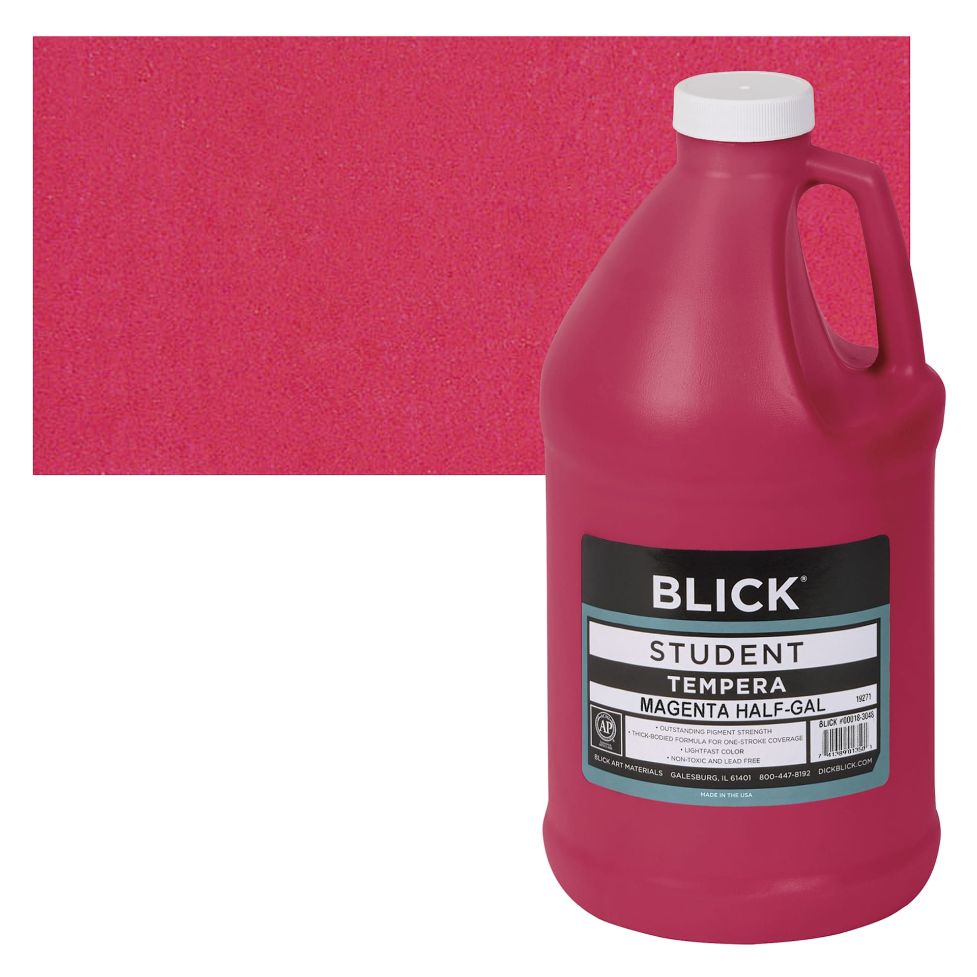 Blick Original Formula Student Tempera Paint - Magenta, 64 oz and swatch